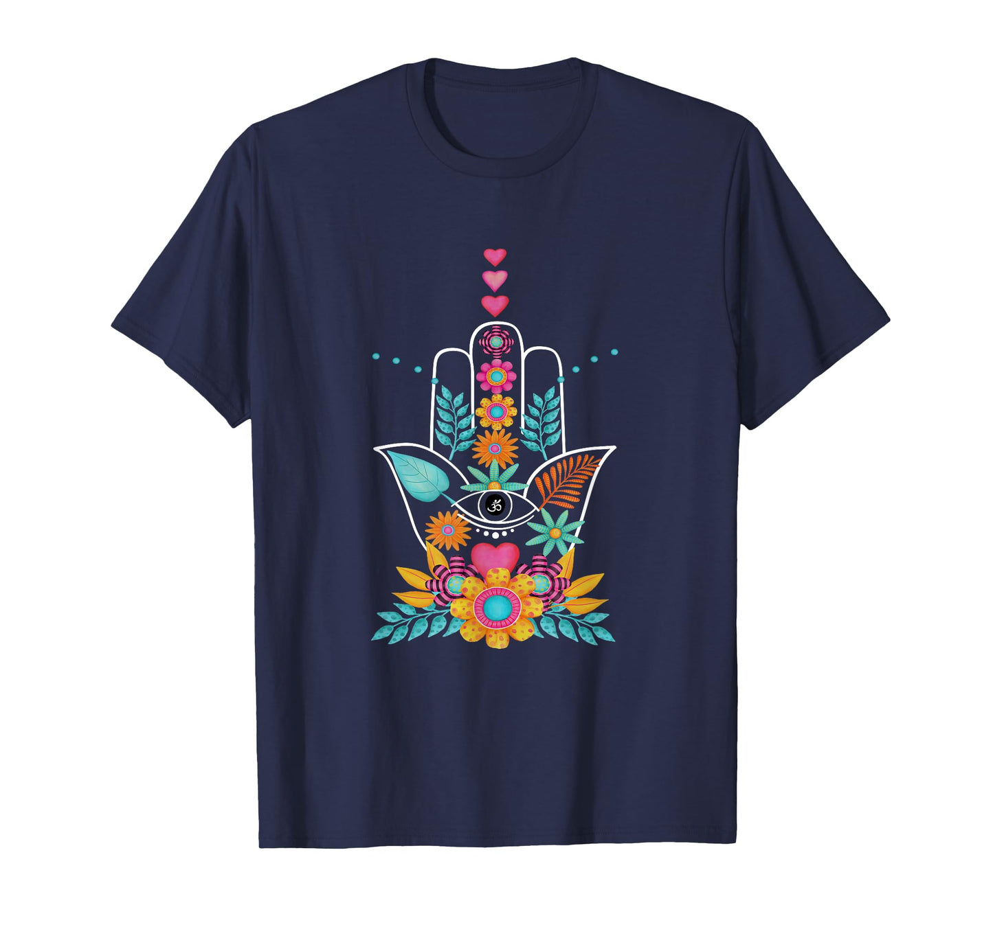 Hamsa Evil Eye Hand Of Fatima Flowers Protection Symbol Gift T-Shirt