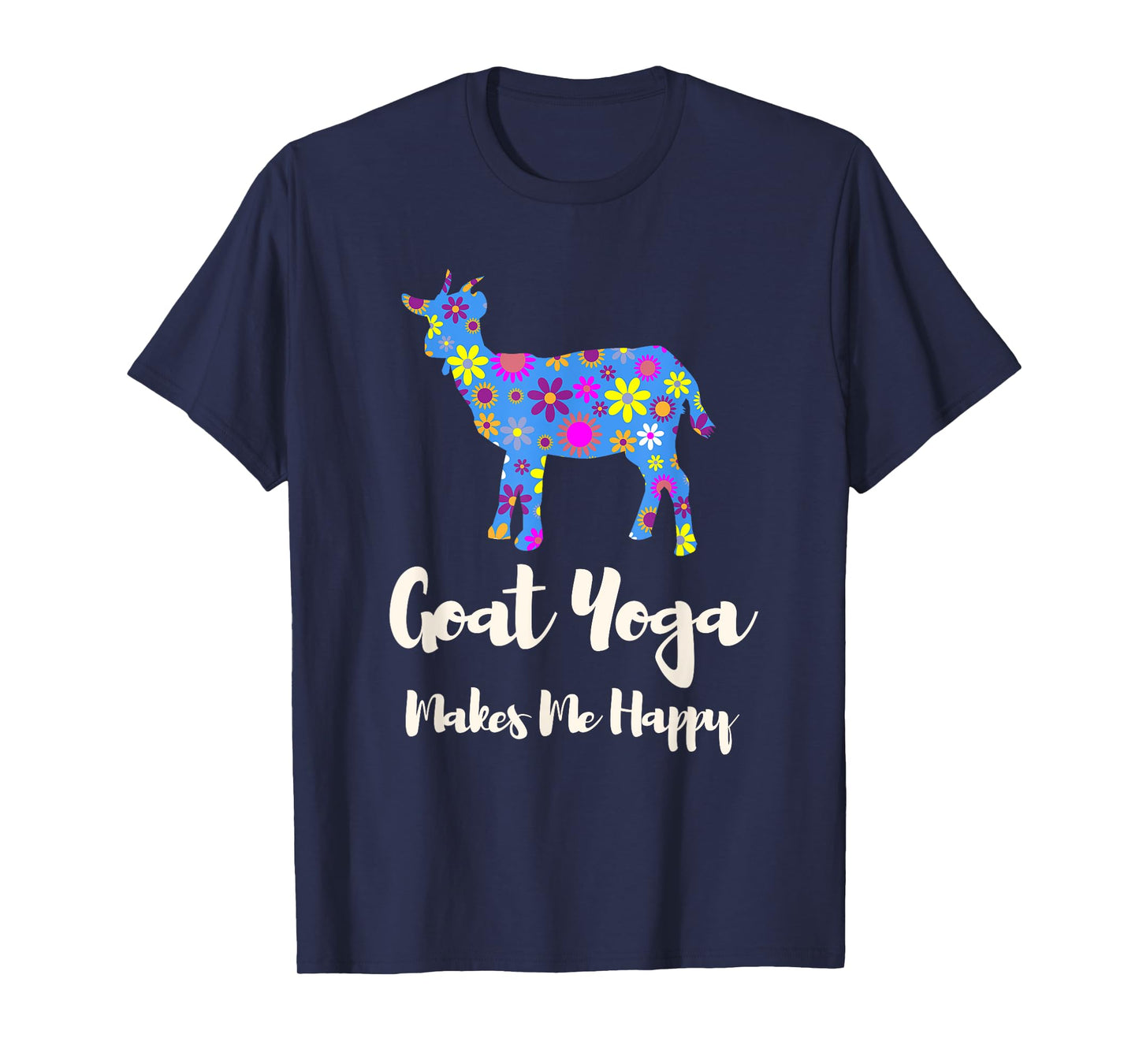 Cartba Goat Yoga Co. Cute Black Floral Goat Yoga T-Shirt - Women's Yoga T-Shirt - Small - Crew Neck - Short Sleeve