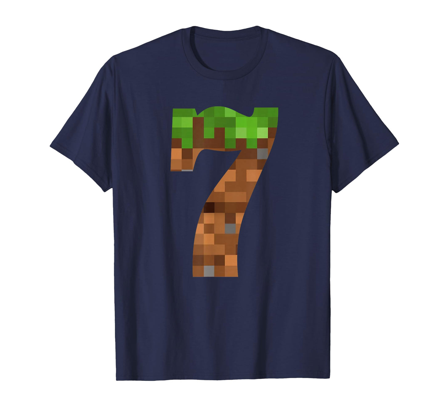 Pixel 7yr Birthday Number Seven 7 Year Old 7th Video Gamer T-Shirt
