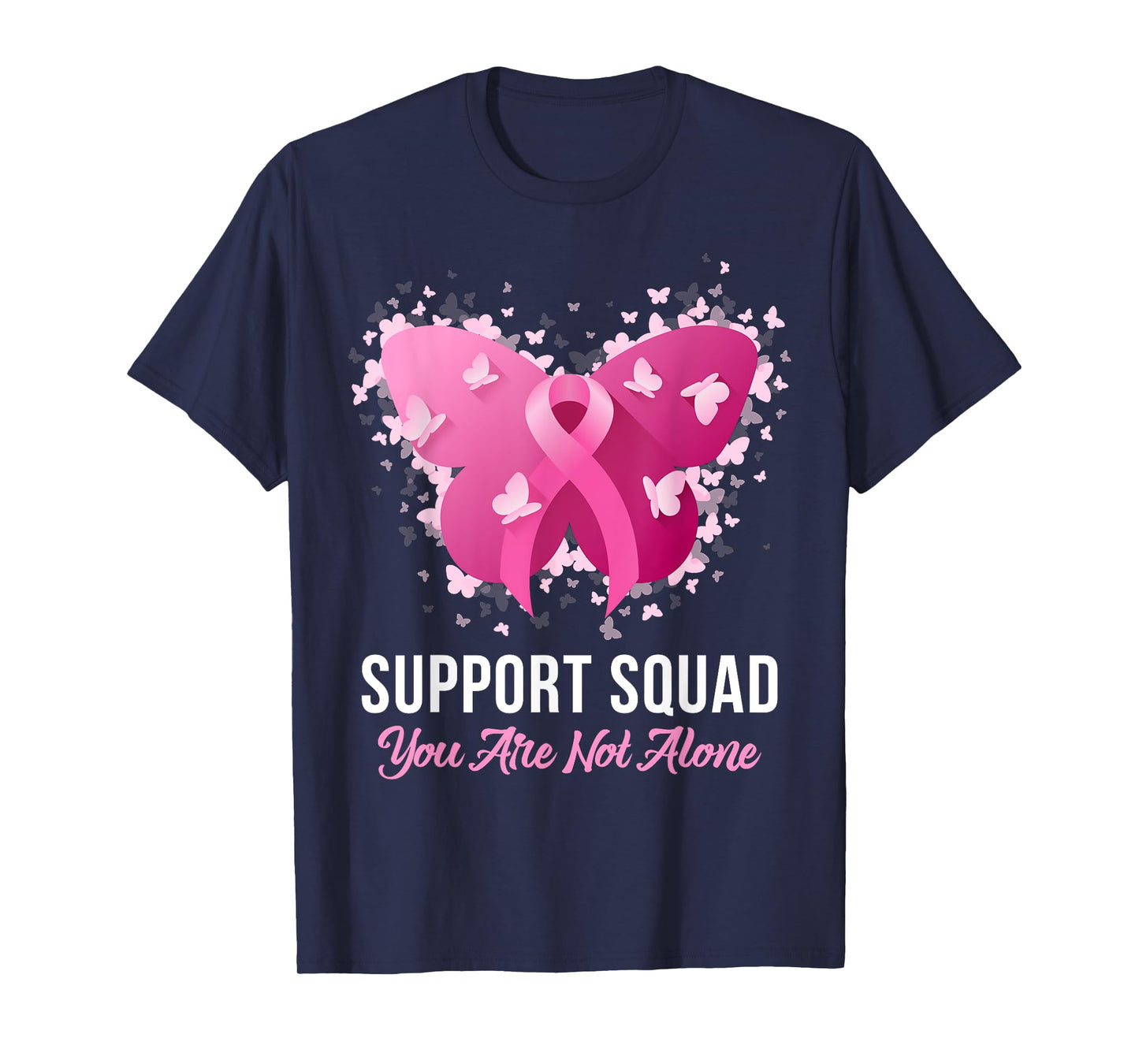 Support Squad Breast Cancer Awareness Pink Ribbon Butterfly T-Shirt