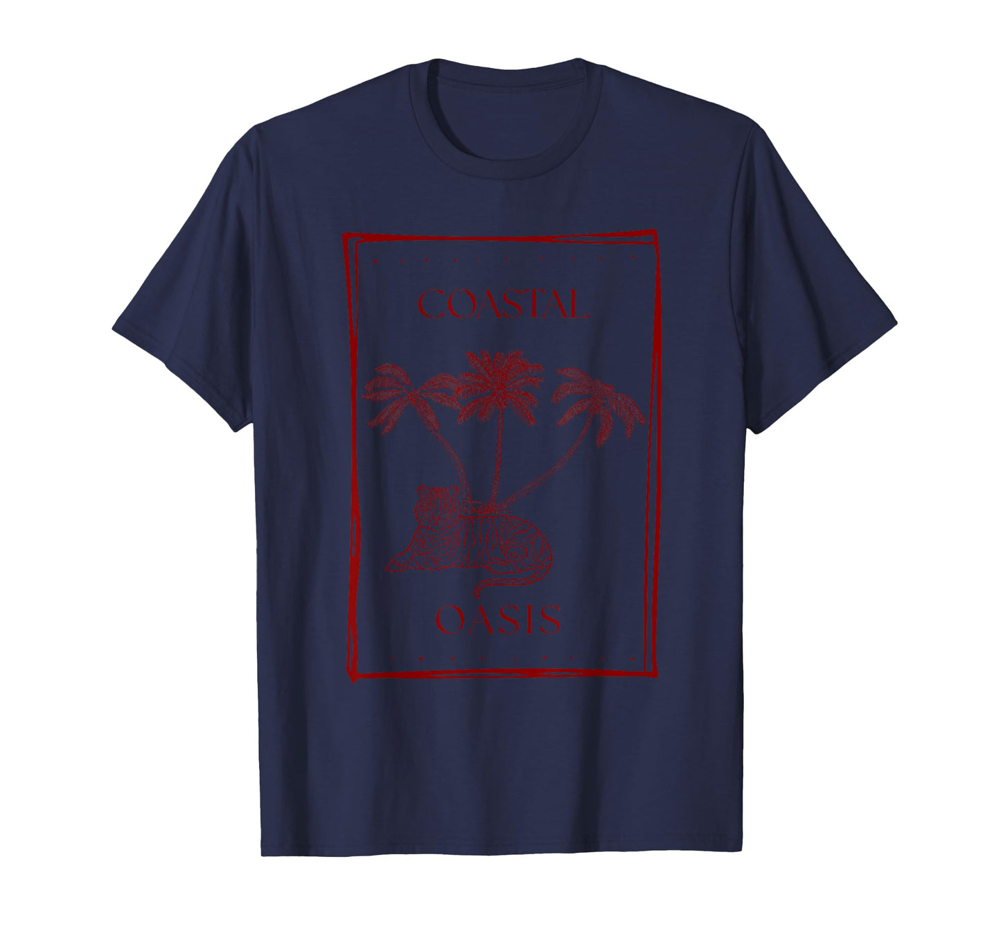 Summer Tropical Coastal Oasis Coconut Trees Tiger Beach Wave T-Shirt