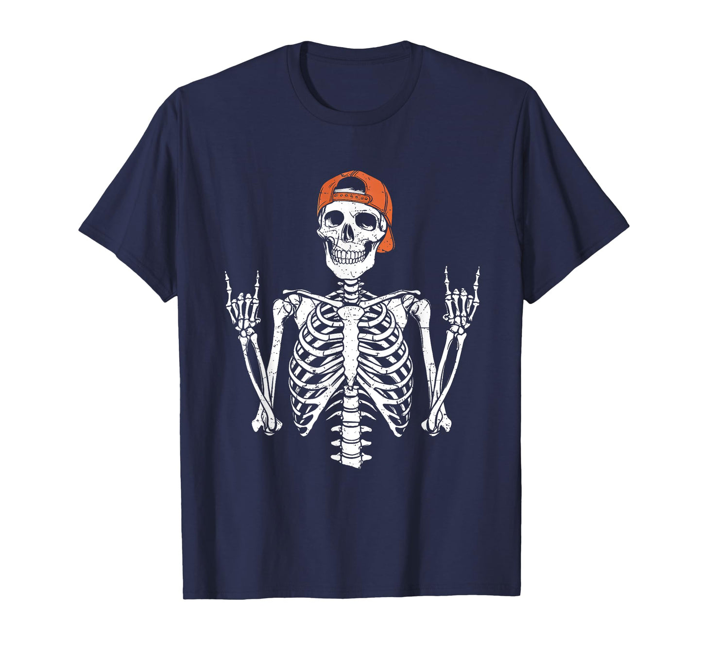 Rocker Skeleton Cap Skater Halloween Rock Mens Boys Kids T-Shirt