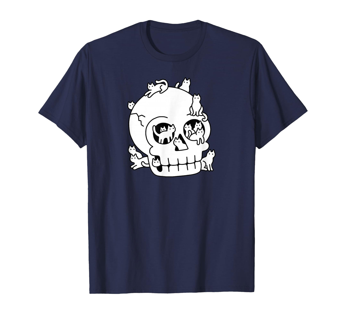Threadless Obinsun Skull Is Full Of Cats Doodle Graphic T-Shirt