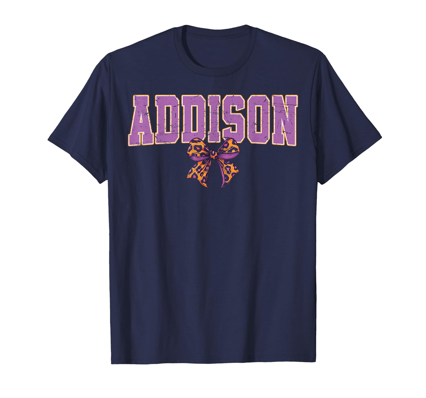 Addison Leopard Bow Trendy Name Design for Women and Girls T-Shirt