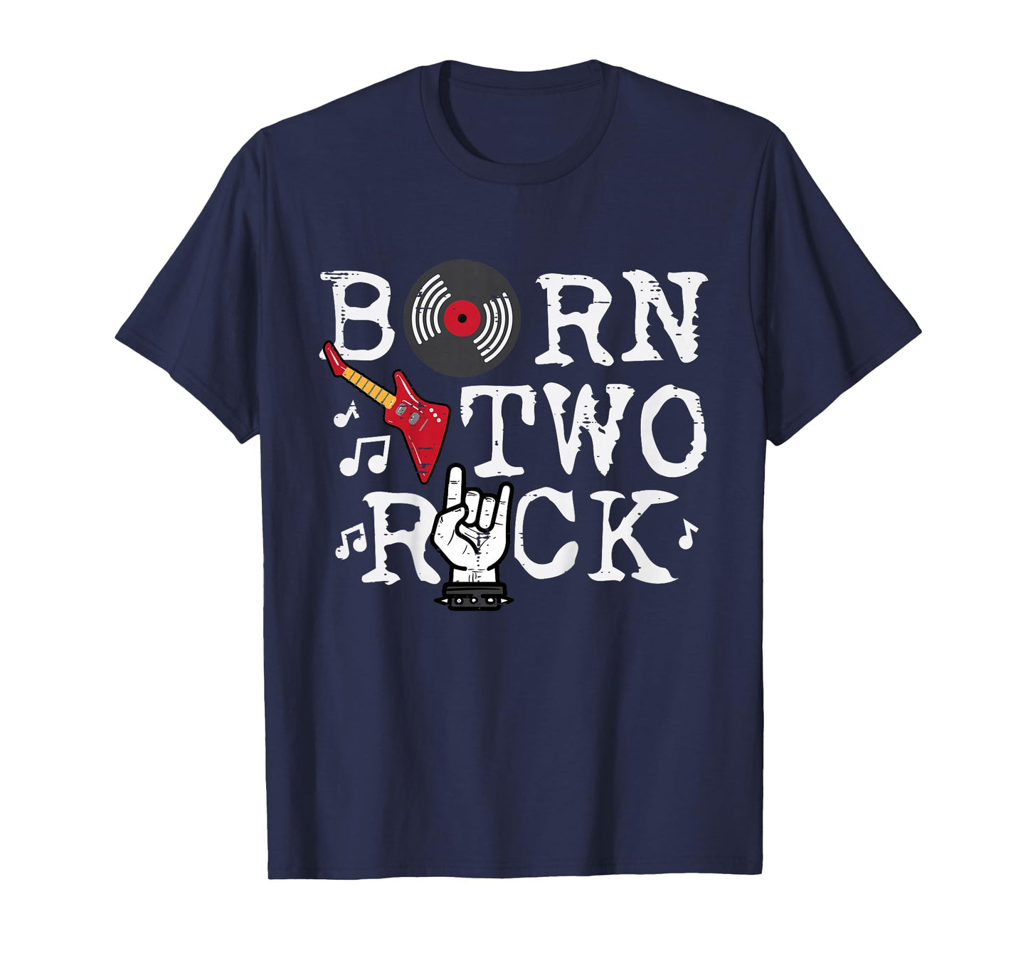 Kids 2nd Birthday Guitar Born Two 2 Rock Rocker Bday Boys Kids T-Shirt