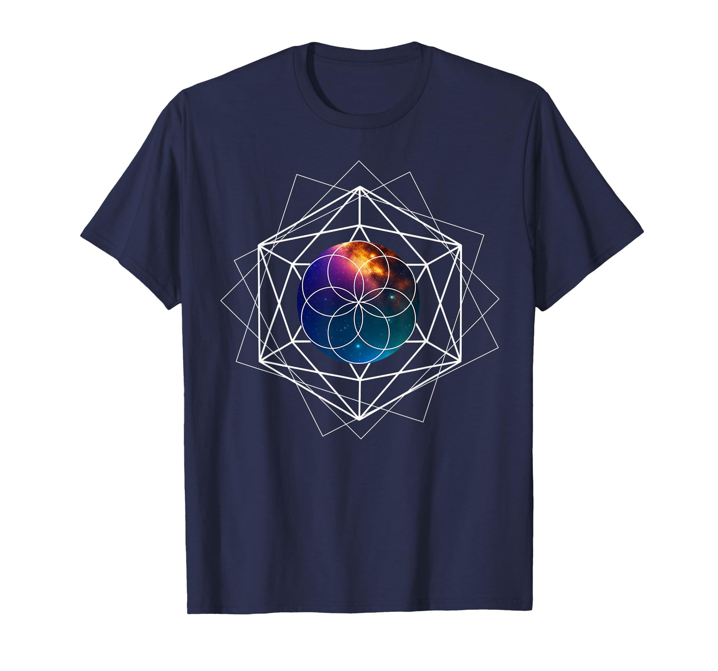 Seed of Life Sacred Geometry Galaxy Metaphysical Yoga Reiki T-Shirt