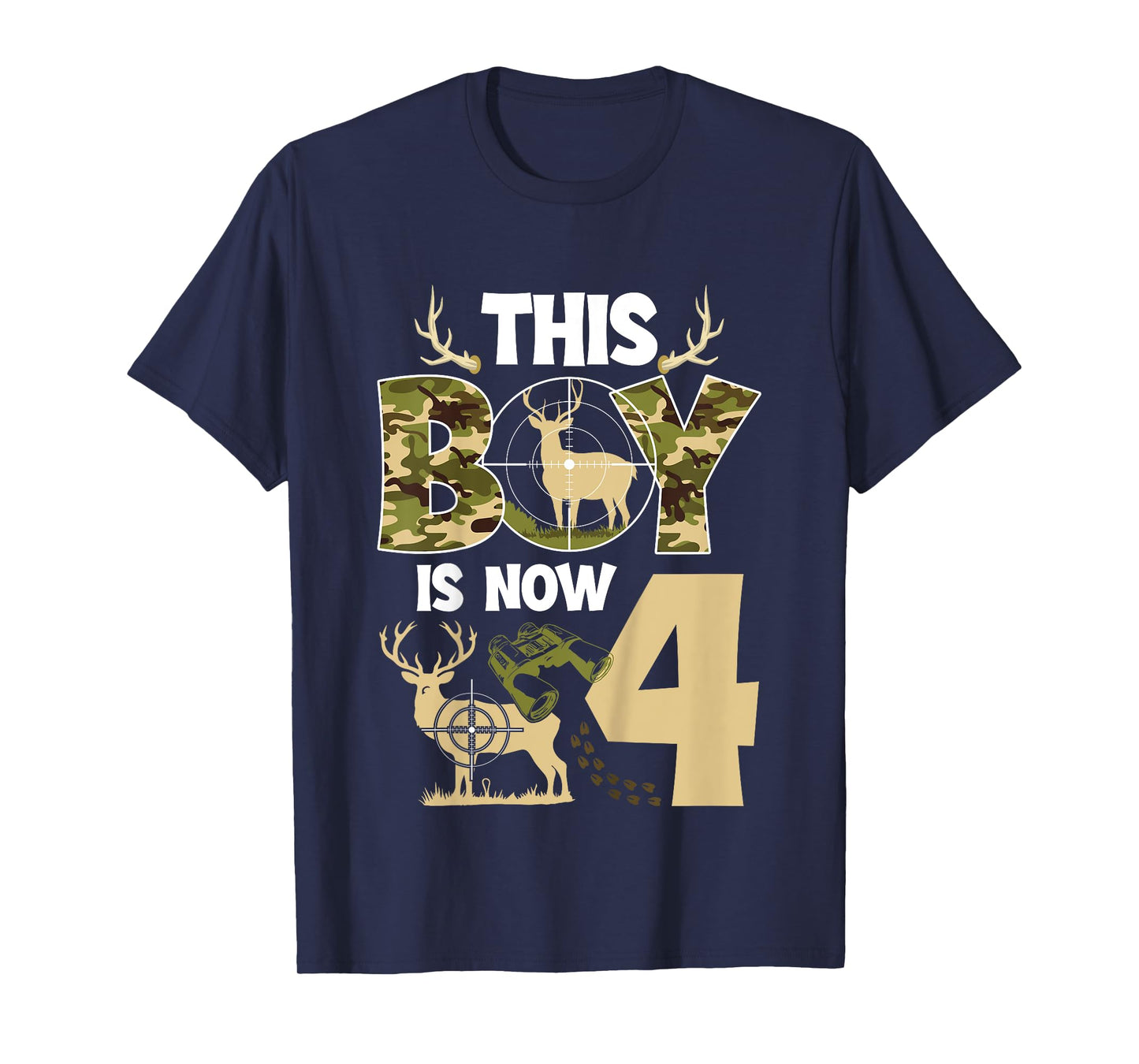 4th Hunting Birthday Party 4 Year Old Hunter Birthday T-Shirt