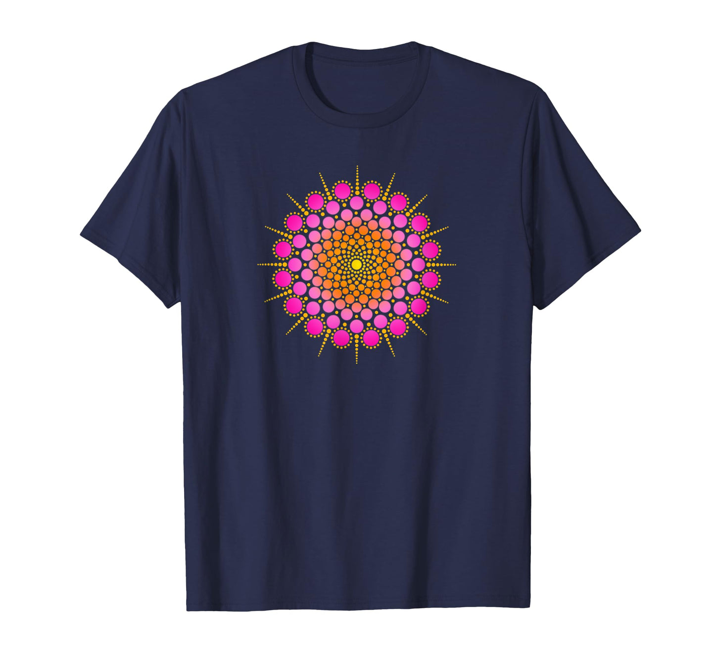 Zen Yoga Meditation Mehndi Dot Mandala Pink Orange Yellow T-Shirt