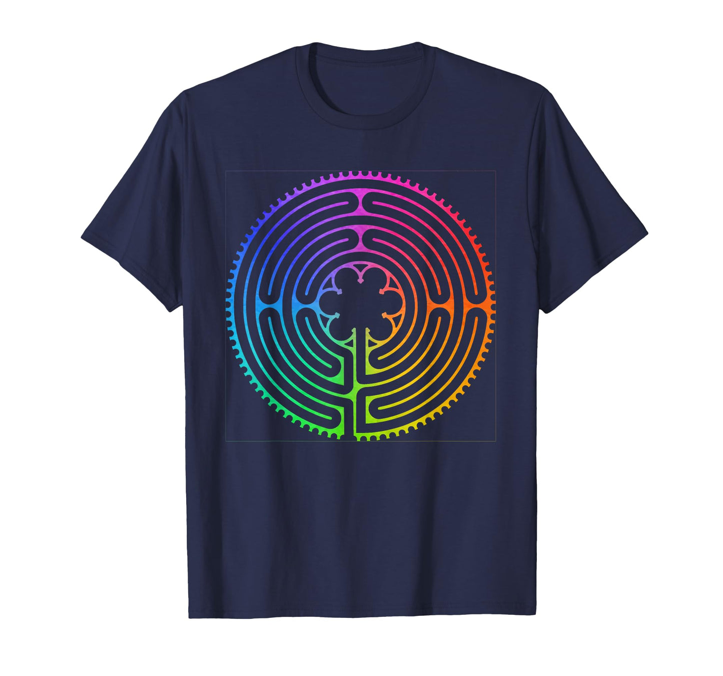 Labyrinth Rainbow Chartres Labyrinth Maze Yoga Design T-Shirt