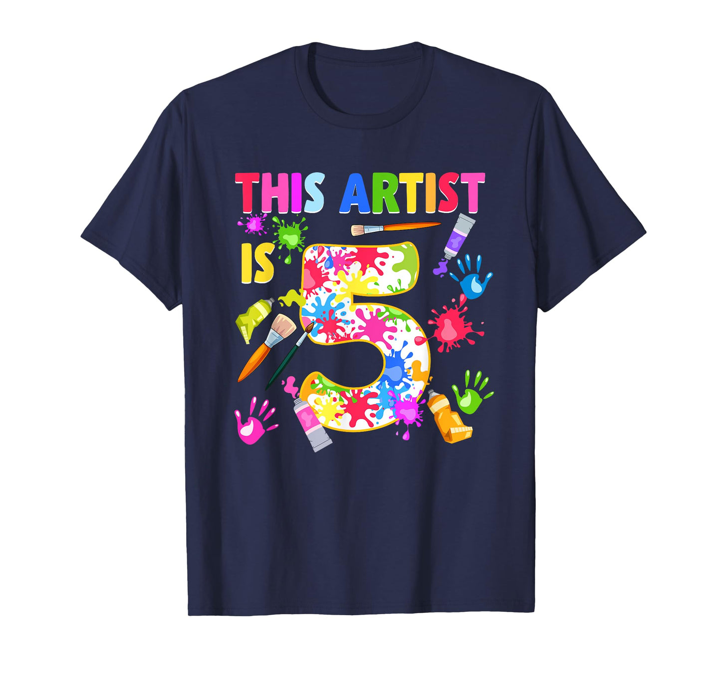 This Artist Is 5 Year Old Birthday 5th Painting Art Party T-Shirt
