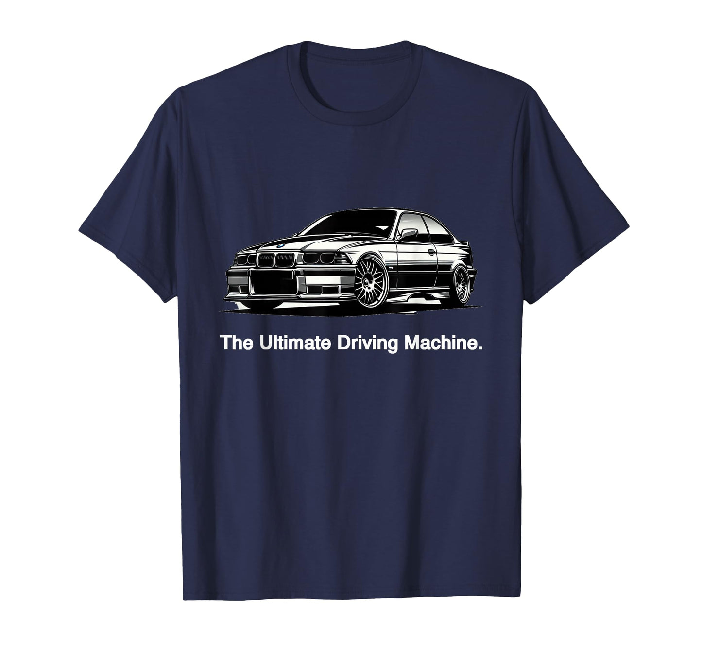 Russ Designs Ultimate Driving Machine Vintage Euro E36 T-Shirt - Black, Small, Unisex-Adult, Short Sleeve, Car Print, Polyester 100%