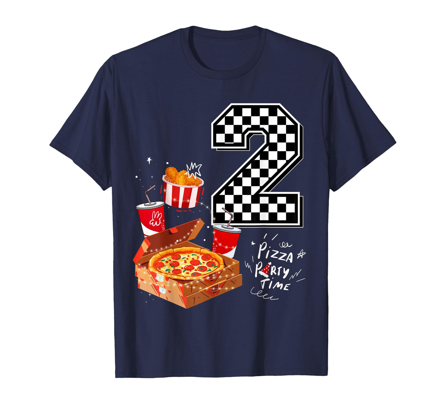 Kids Funny Pizza Lover 2nd Birthday Crew 2 Years Old Matchin T-Shirt