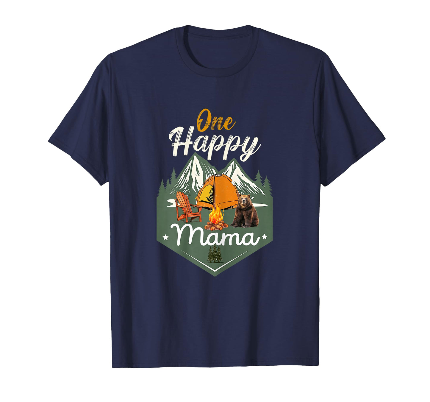 One Happy Mama Camper Birthday Family Bear Matching Mom T-Shirt