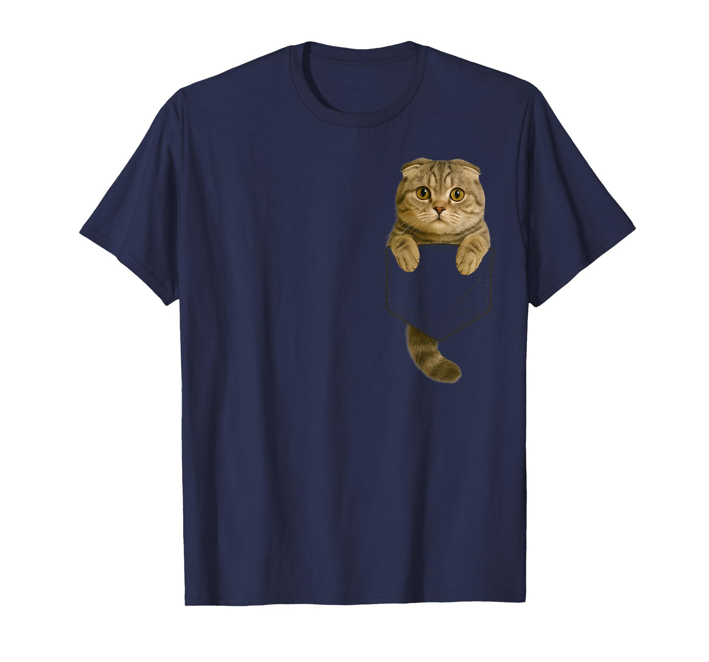 Scottish Fold Cat Pocket Gifts Cat Mom Cat Dad Cat Lover T-Shirt