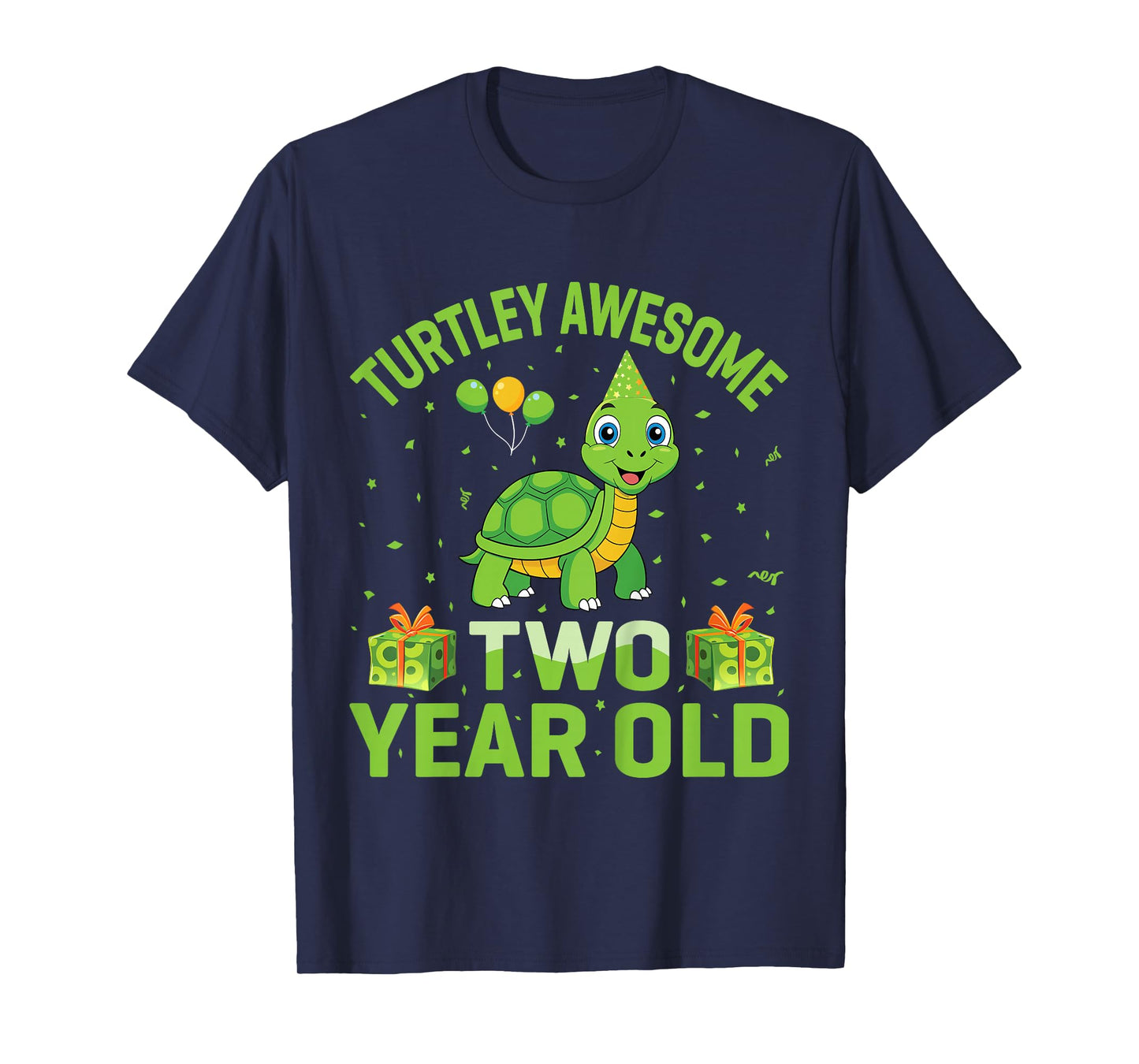 Turtley Awesome Two Year Old Cute Turtle 2nd Birthday Party T-Shirt