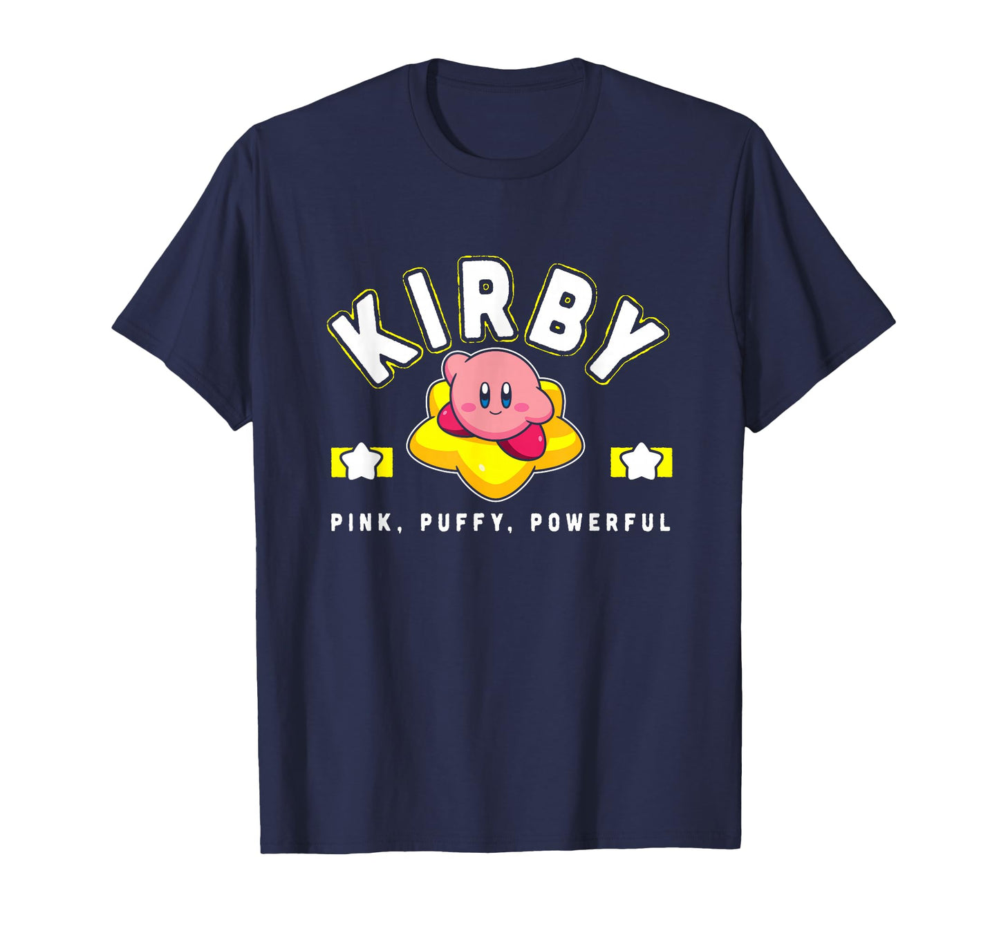 Kirby Pink Puffy Powerful Star Frame Varsity T-Shirt