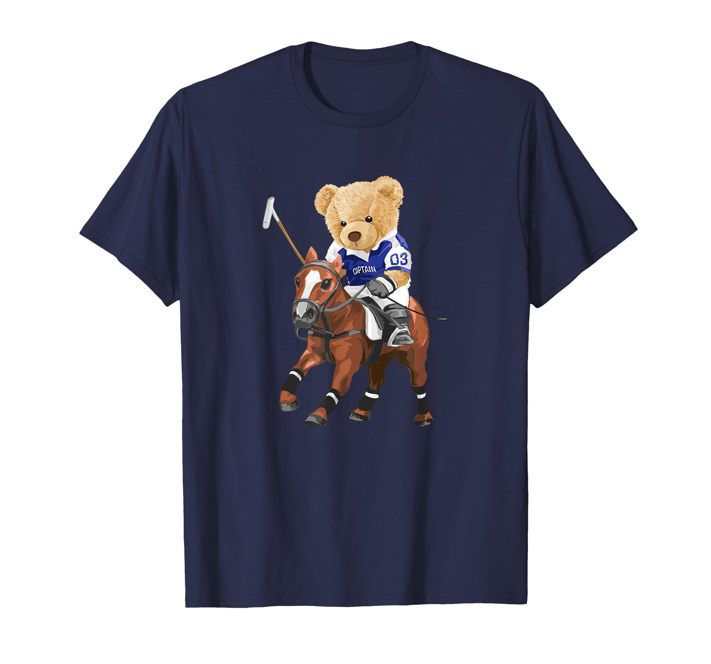 Cool Teddy Bear Playing Horse Polo Game Illustration Graphic T-Shirt