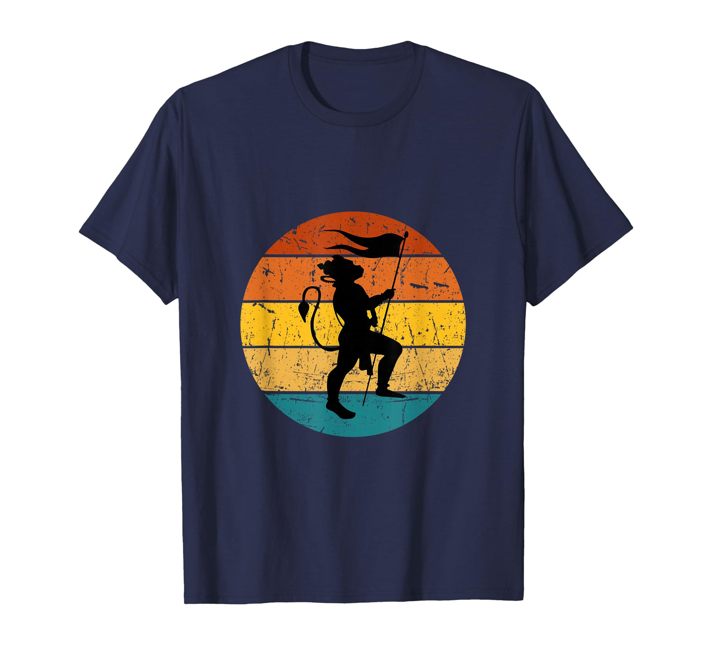 Retro Vintage Hindu God Lord Hanuman Monkey God Men Women T-Shirt, Small, Black