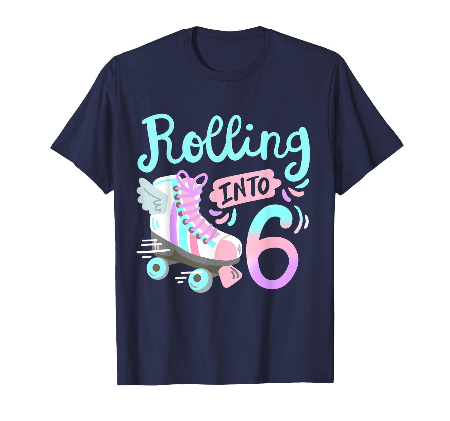 Rolling Into 6 Roller Skates Skater Girl 6th Birthday Party T-Shirt