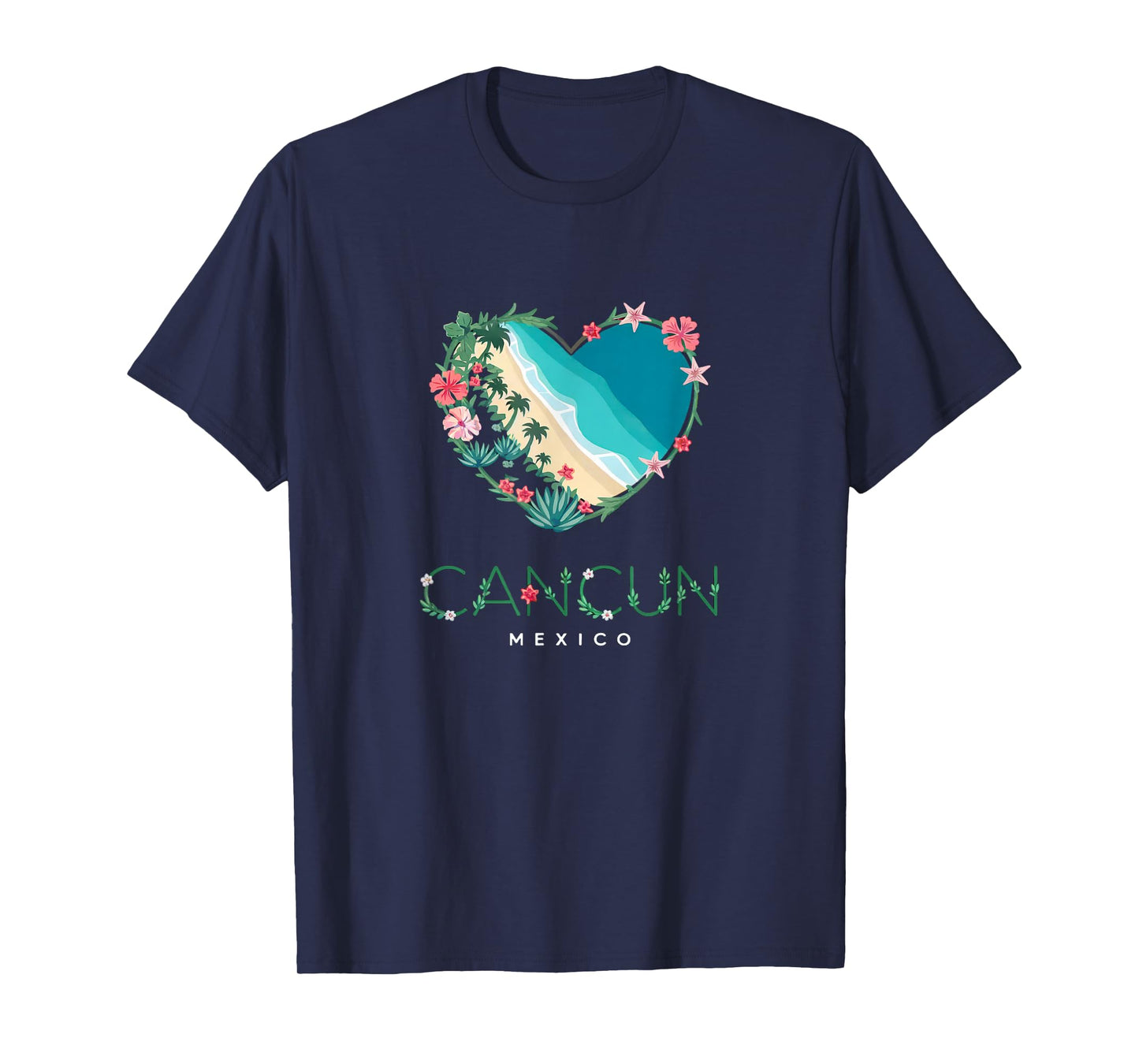 Cancun Floral Heart - Mexican Beach Lovers' Souvenir T-Shirt