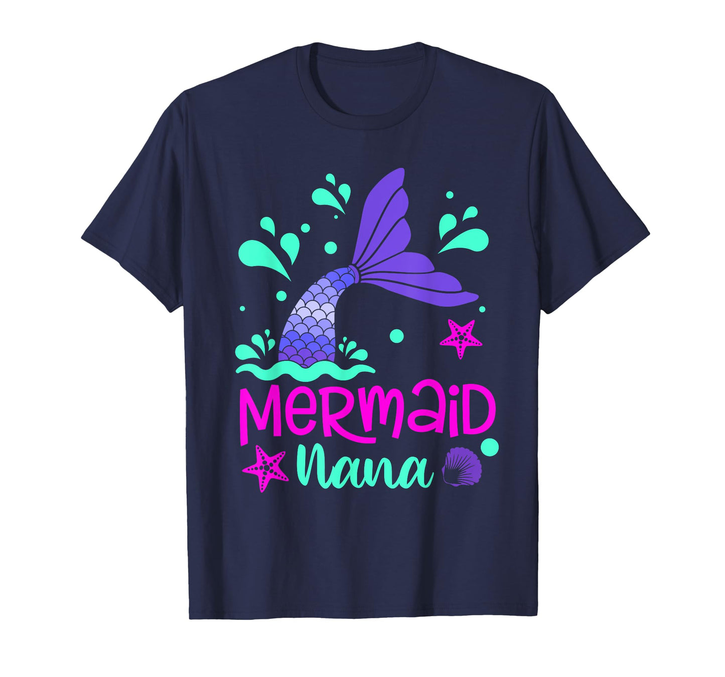 Mermaid Nana Funny Matching Family Bday Party Squad T-Shirt