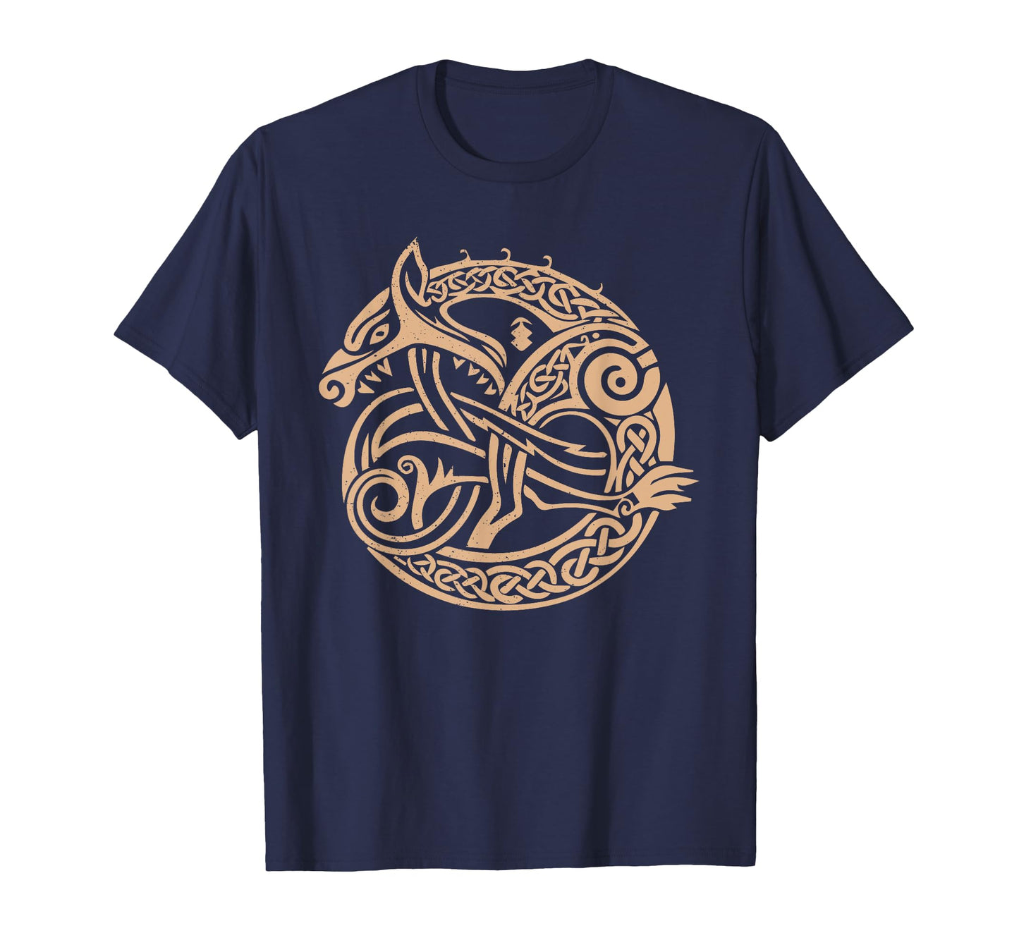 Nordic Tribal Fenrir the Wolf Viking Symbol Beige T-Shirt