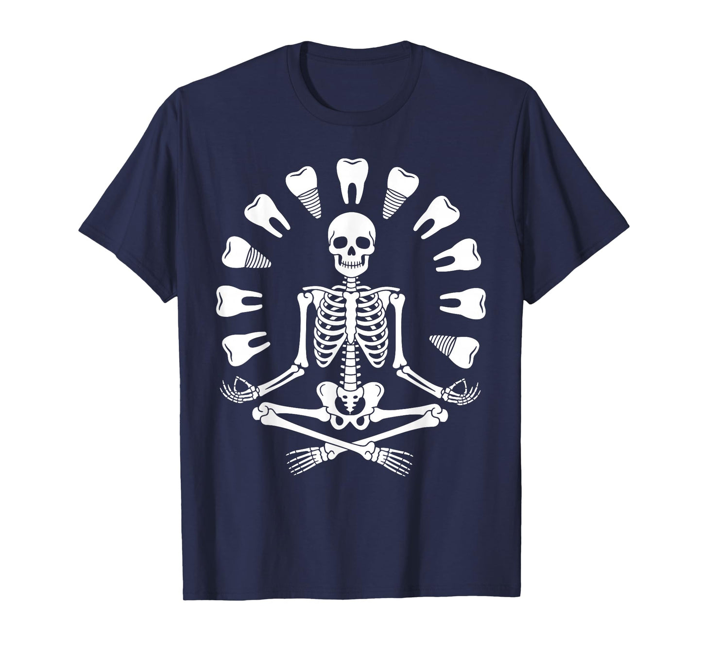 Funny Skeleton Yoga Dentist Tooth Dental Hygienist Halloween T-Shirt
