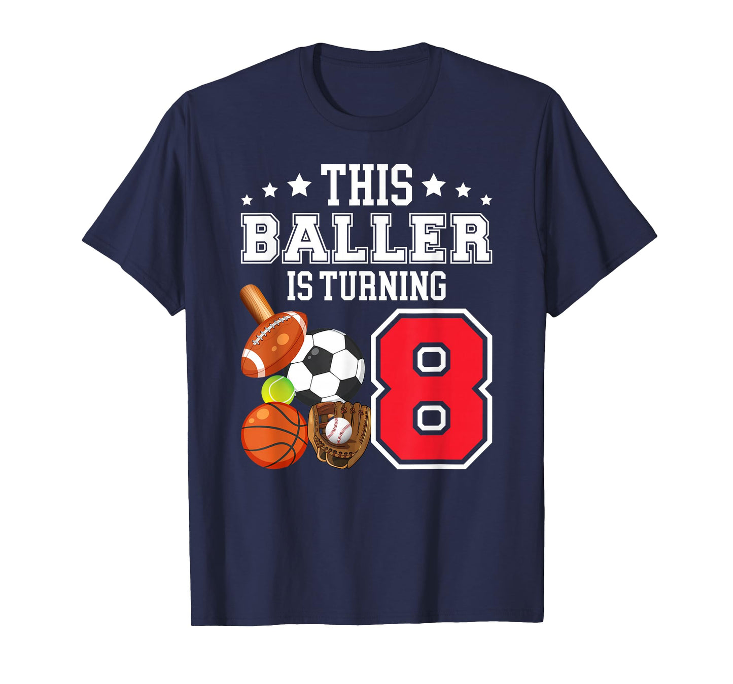 8th Birthday Sports Birthday Theme 8 Year Old Boy T-Shirt