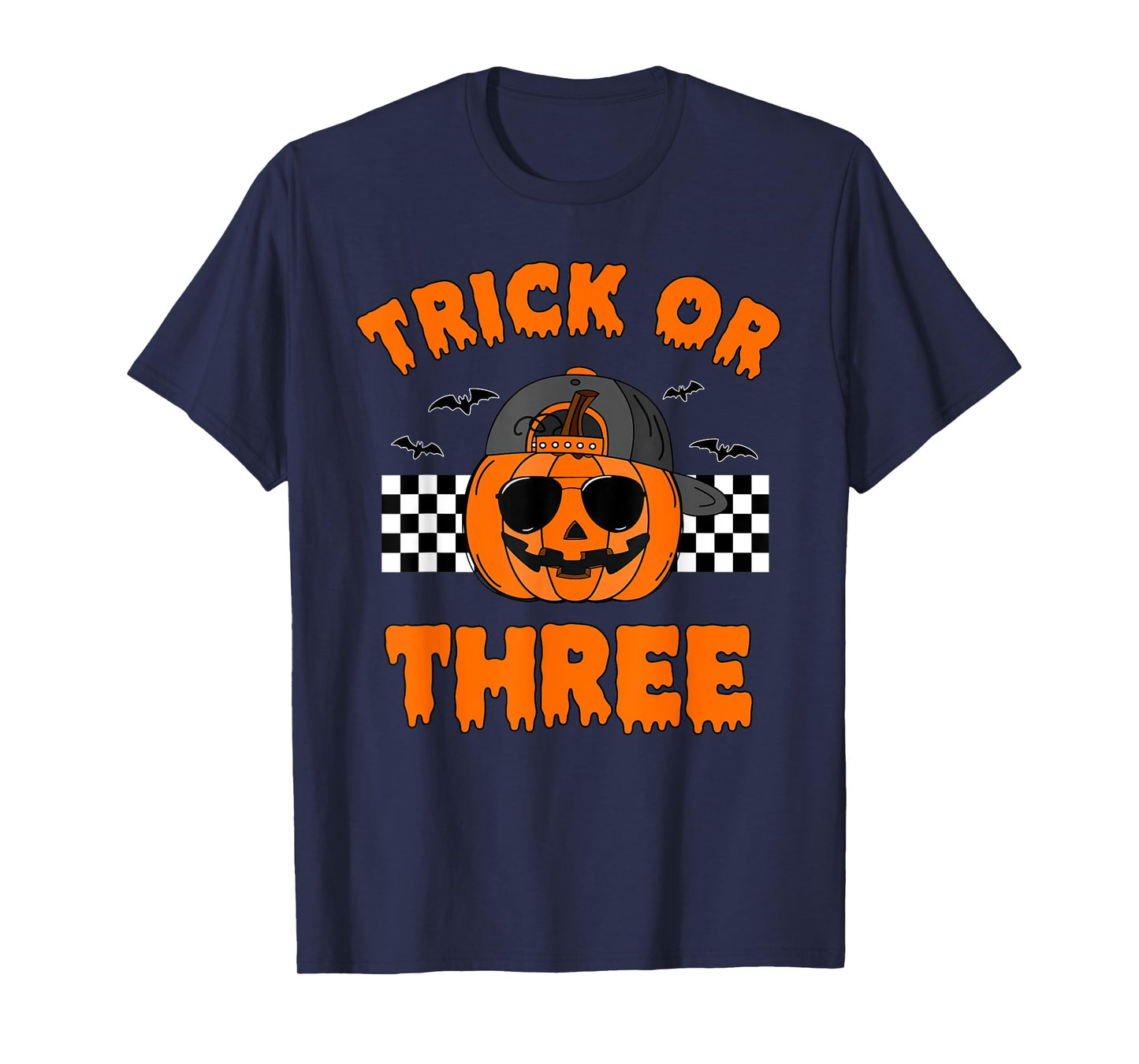 Trick or Three Pumpkin Halloween 3rd Birthday Boy 3 Years T-Shirt