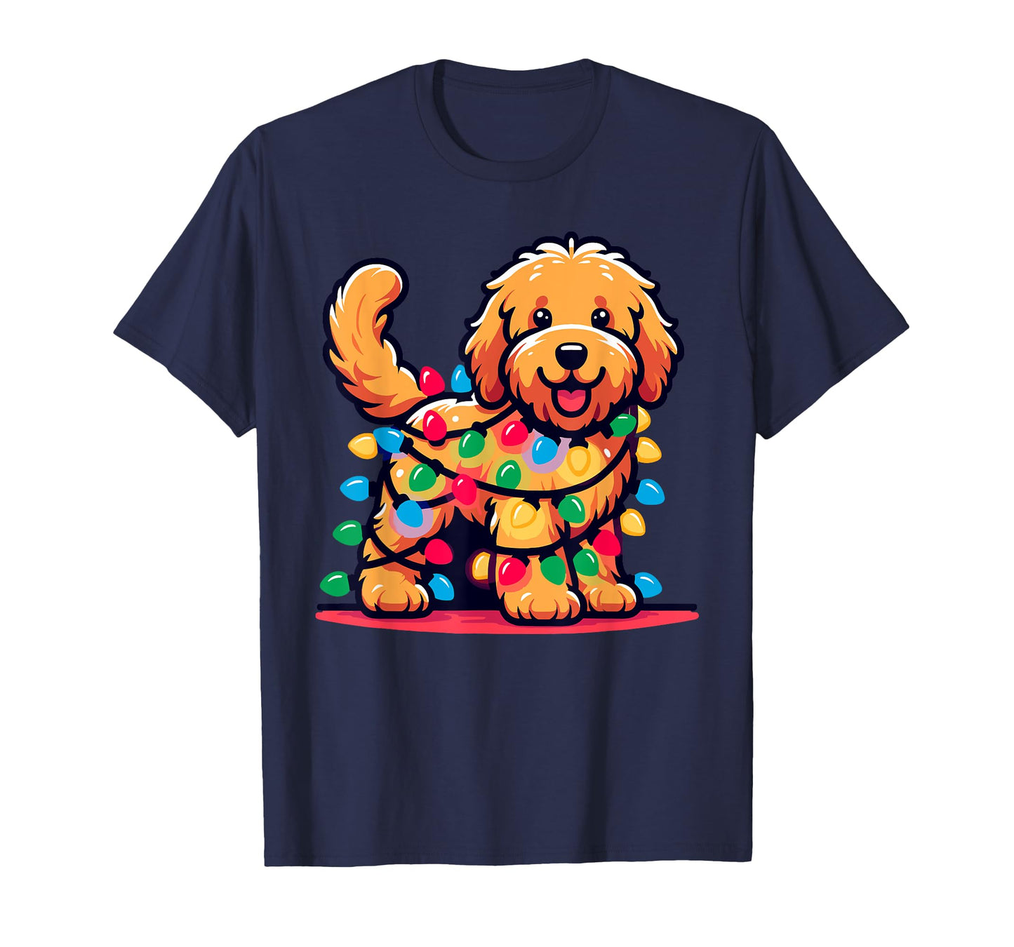 Goldendoodle Christmas Tree Xmas Lights Golden Doodle Dog T-Shirt