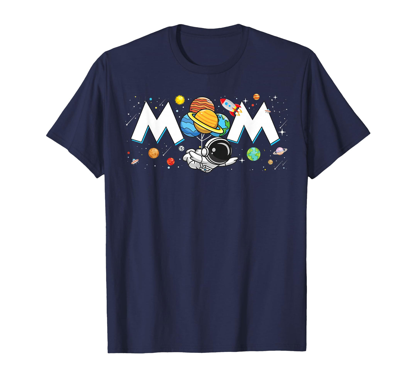 Mom of The Birthday Boy Funny Astronaut Space Family Planets T-Shirt