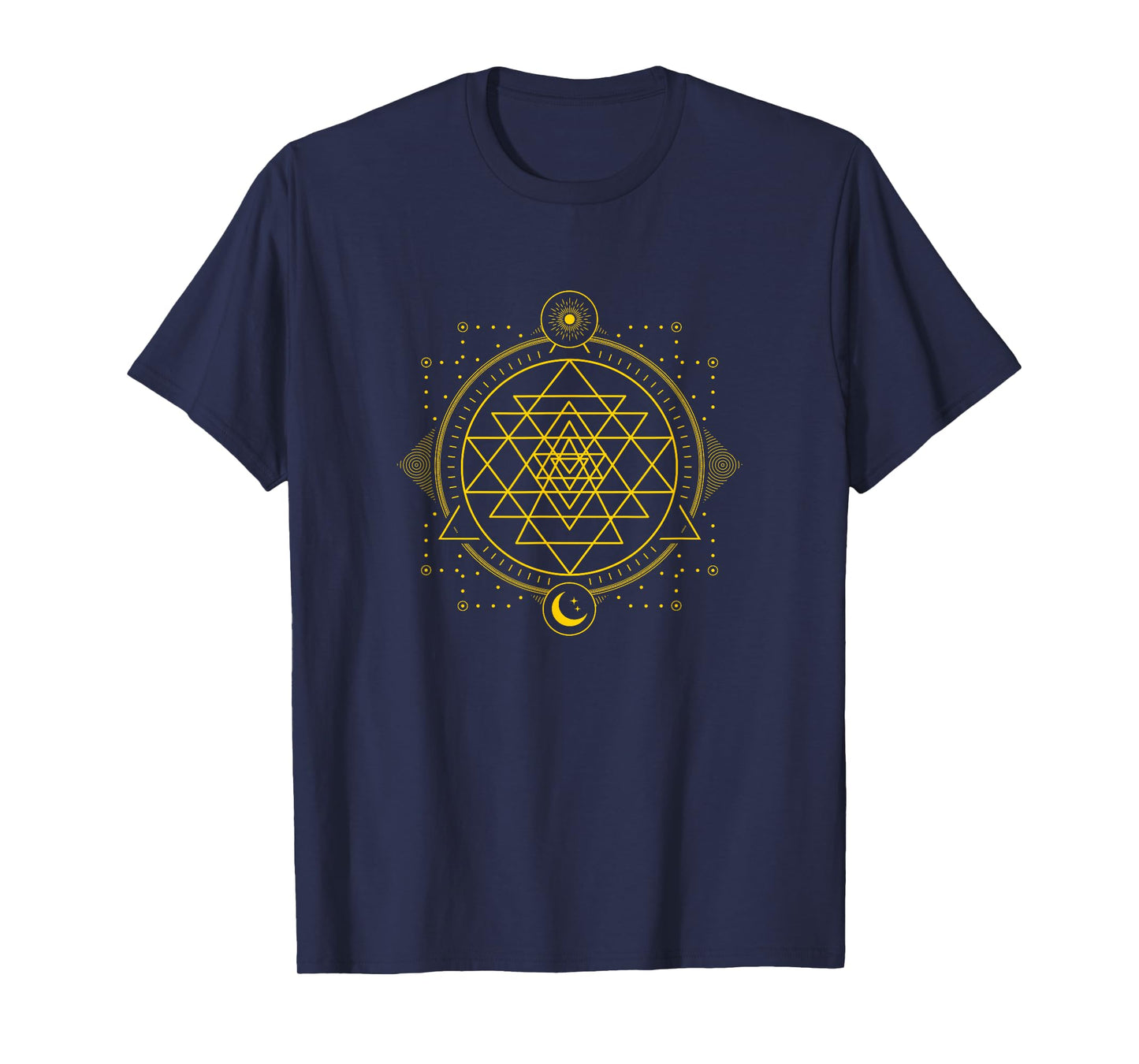 Sri Yantra Geometry Chakra Sun and Moon T-Shirt