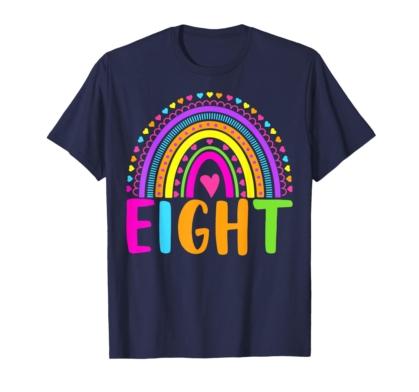 8th Birthday Shirt Girl 8 Year Old Girls Eight Rainbow Kids T-Shirt