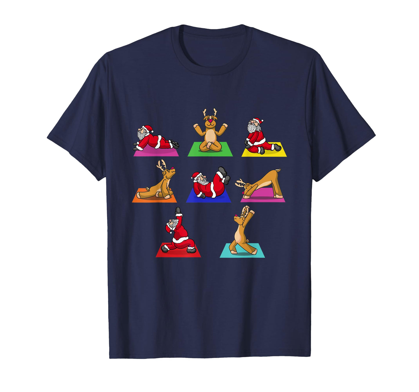 Reindeer Santa Claus Yoga Outfit Ladies Meditation Christmas T-Shirt