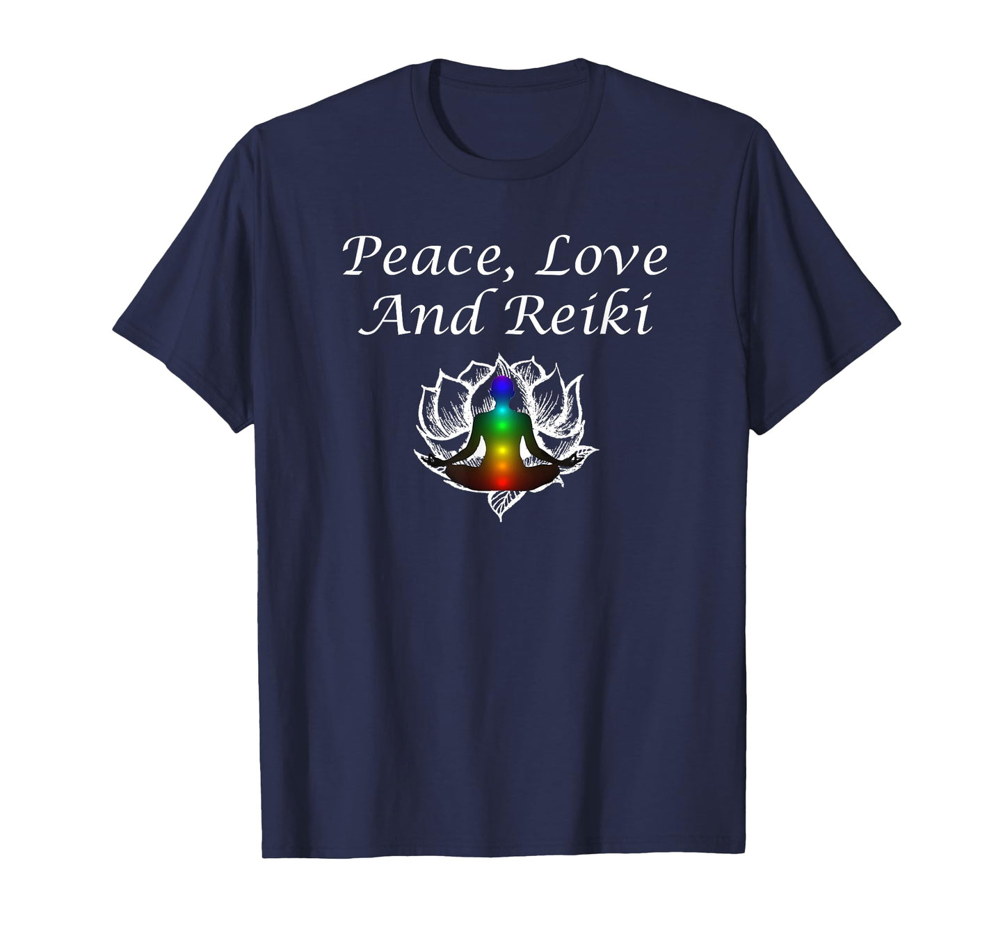 Wrinkled Hippie Peace Love And Reiki Lotus Meditation Chakra Gift T-Shirt