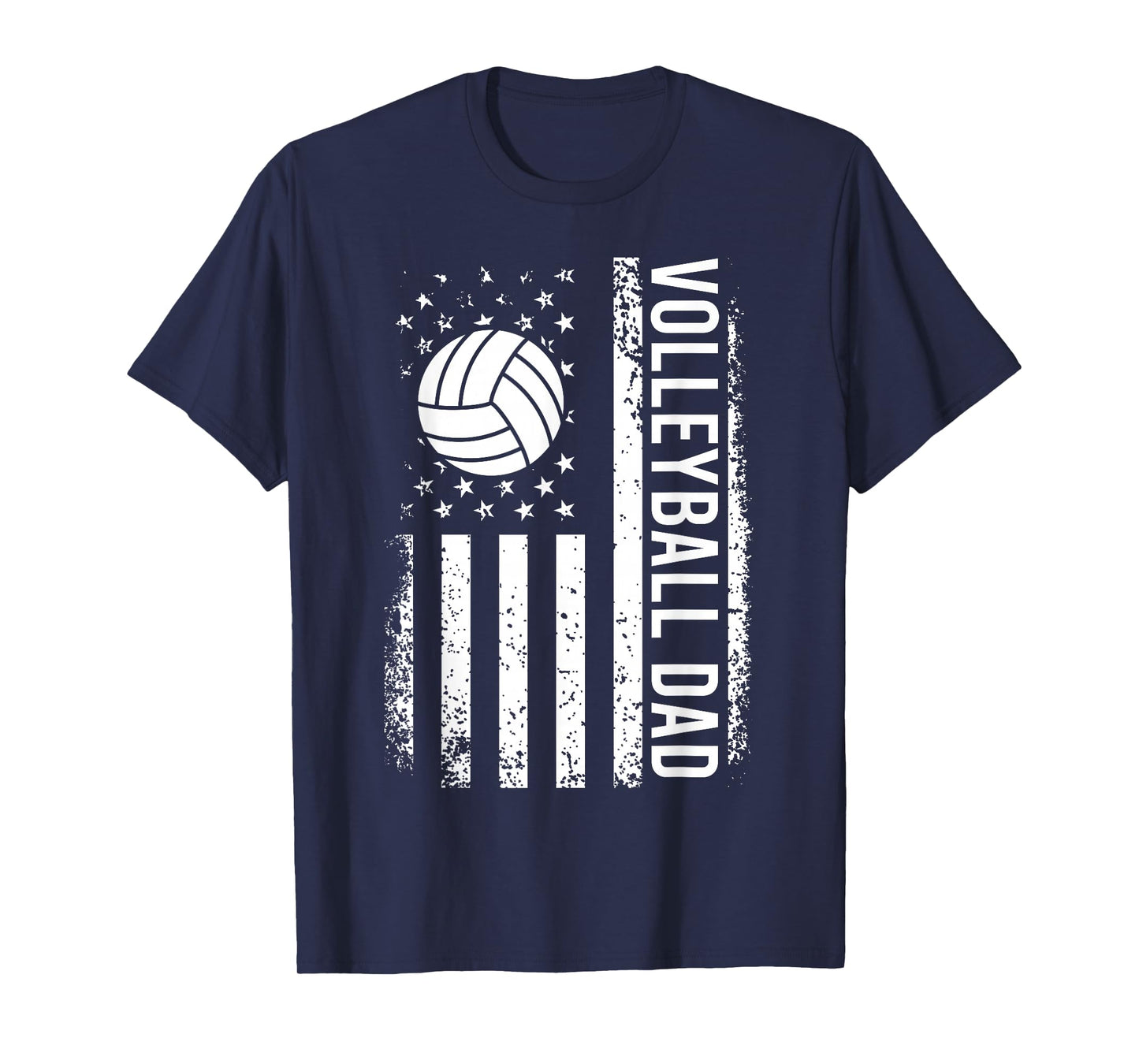 Vintage Volleyball Dad USA Flag Retro Fathers Day Daddy Papa T-Shirt