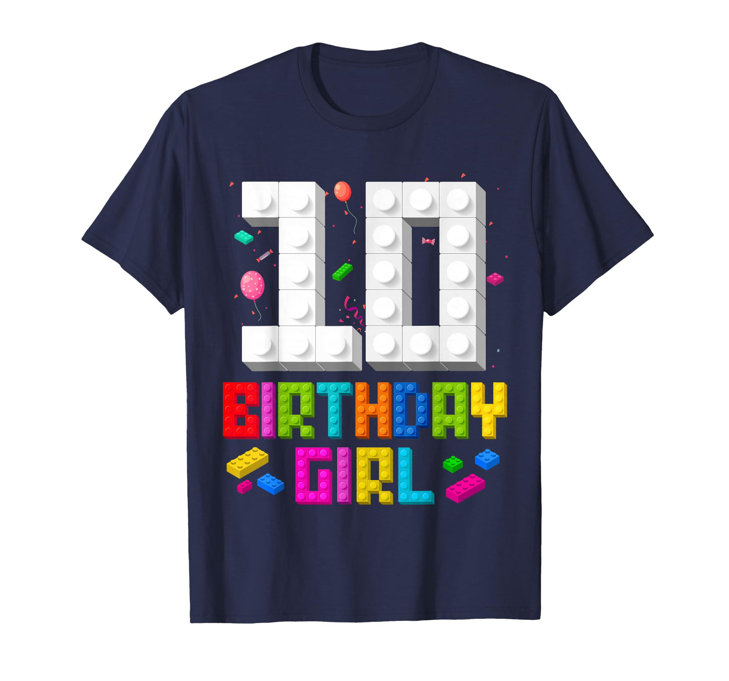 10th Birthday Girl Master Builder 10 Year Old Building Block T-Shirt