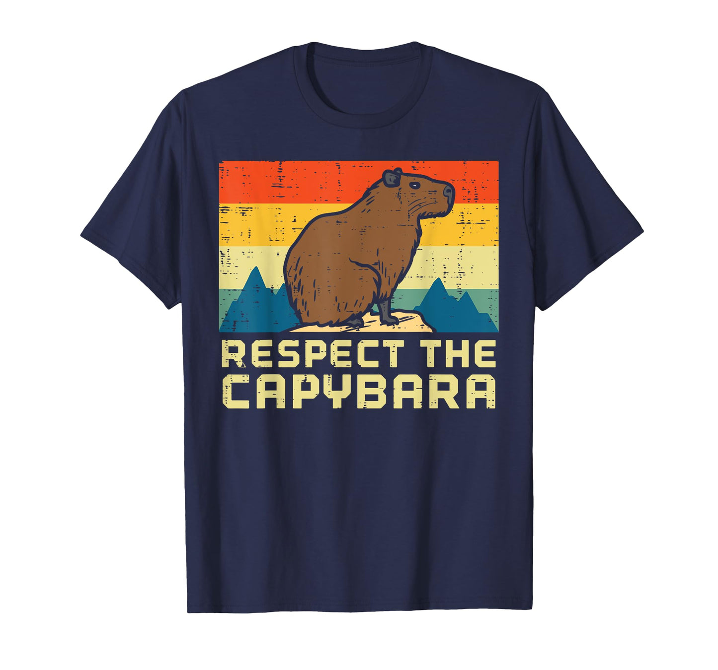 Respect The Capybara Retro Capy Rodent Animal Men Women Kids T-Shirt