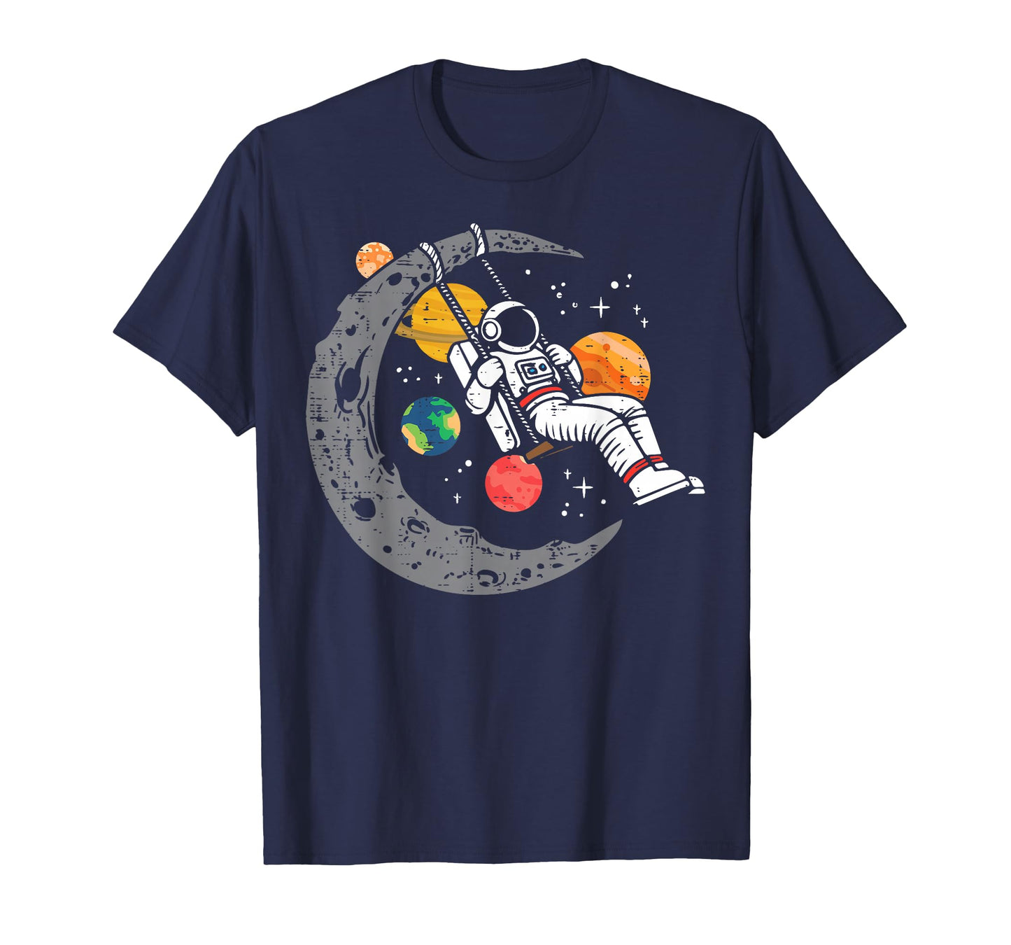 Astronaut Moon Swing Planets Space Galaxy Women Kids Men T-Shirt
