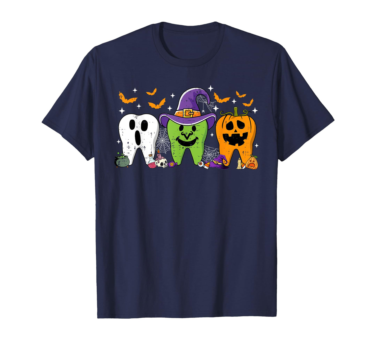 Cute Dental Halloween Dentist Teeth Ghost Pumpkin Witch T-Shirt