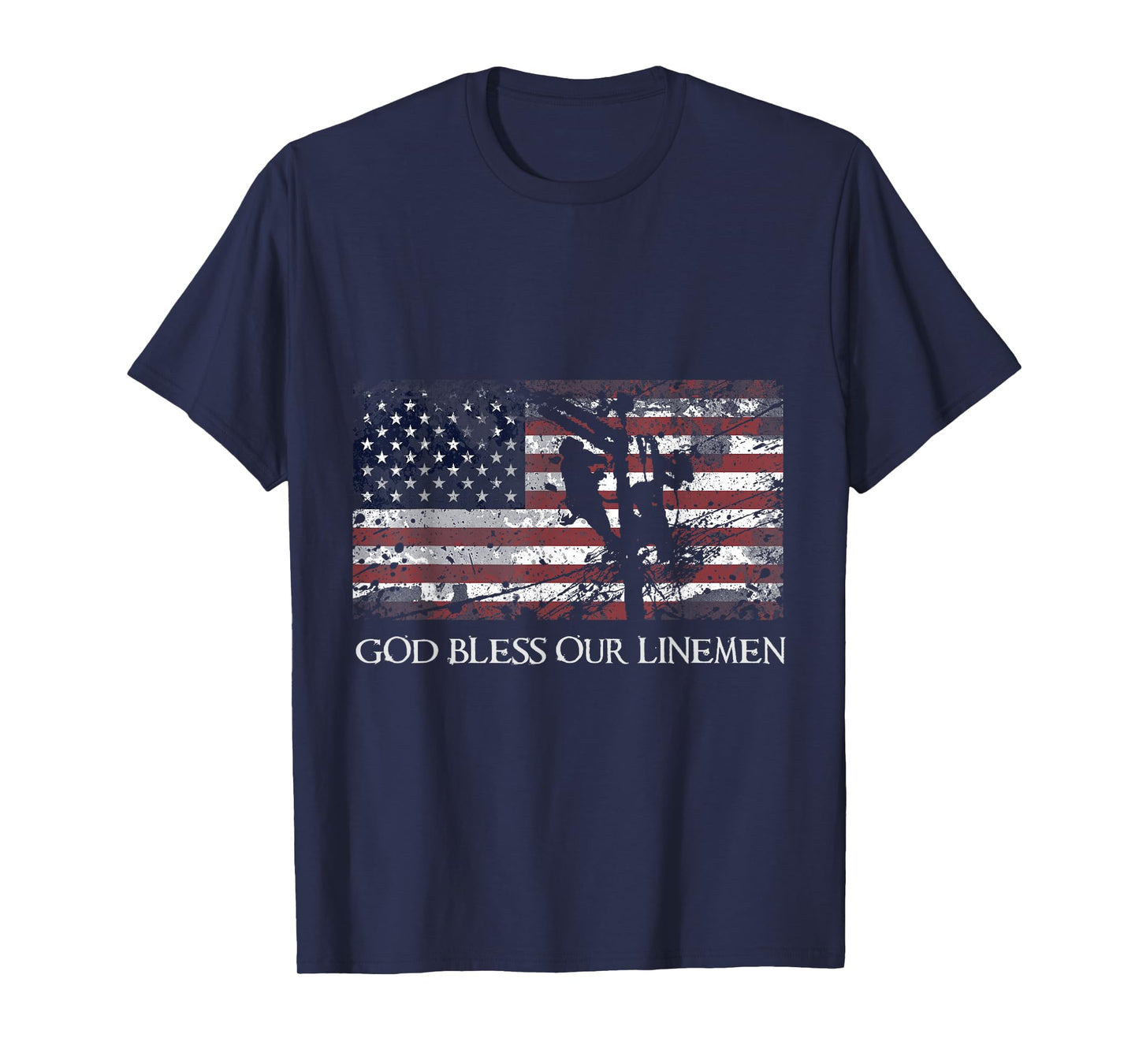 God Bless Our Linemen Cool American Lineman Flag T-Shirt