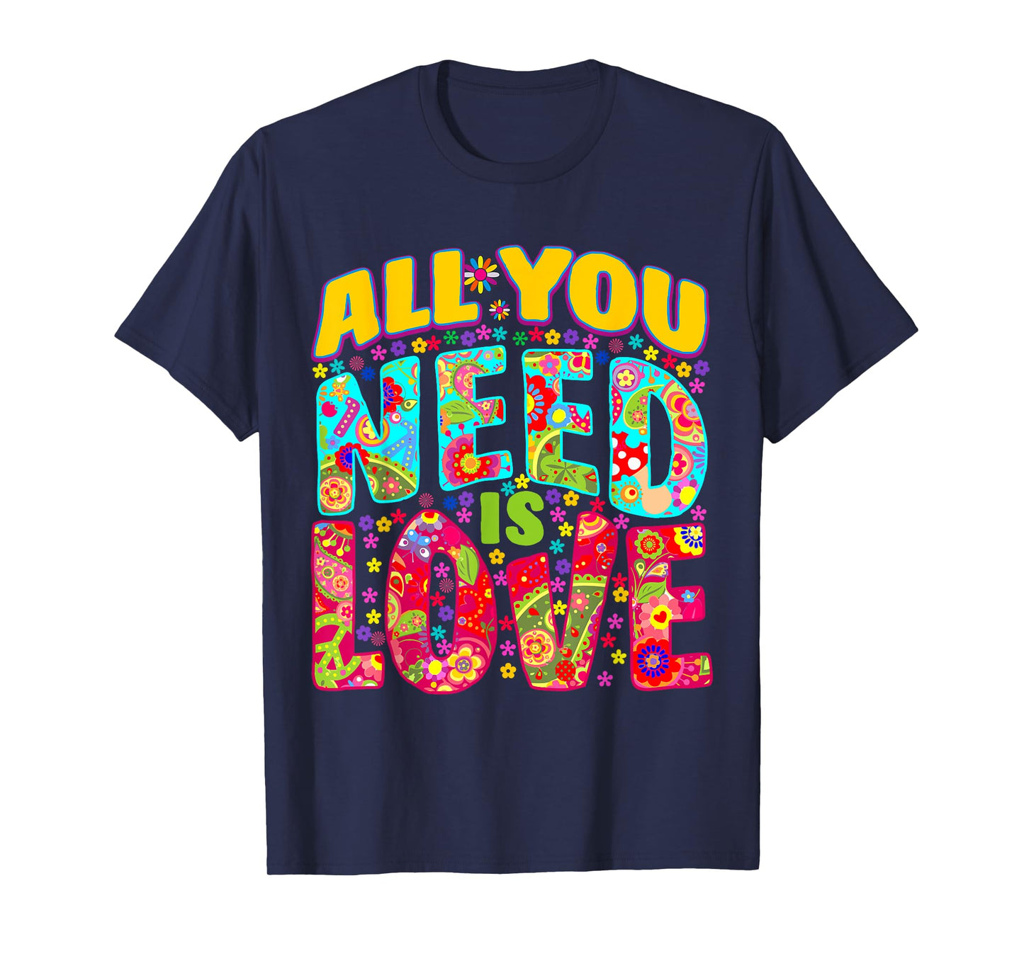 Hippie Flower Power Peace & Love Retro 60s 70s T-Shirt