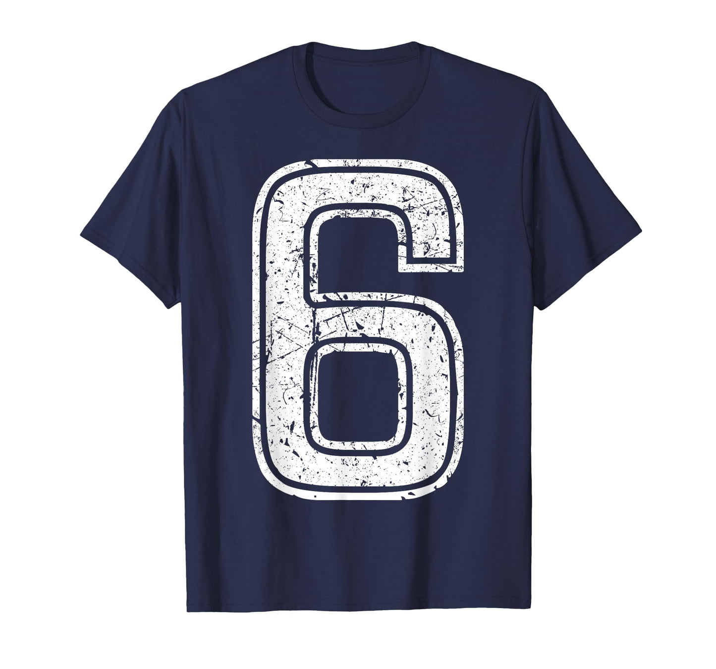 Vintage White Sports Team Number #6 T-Shirt