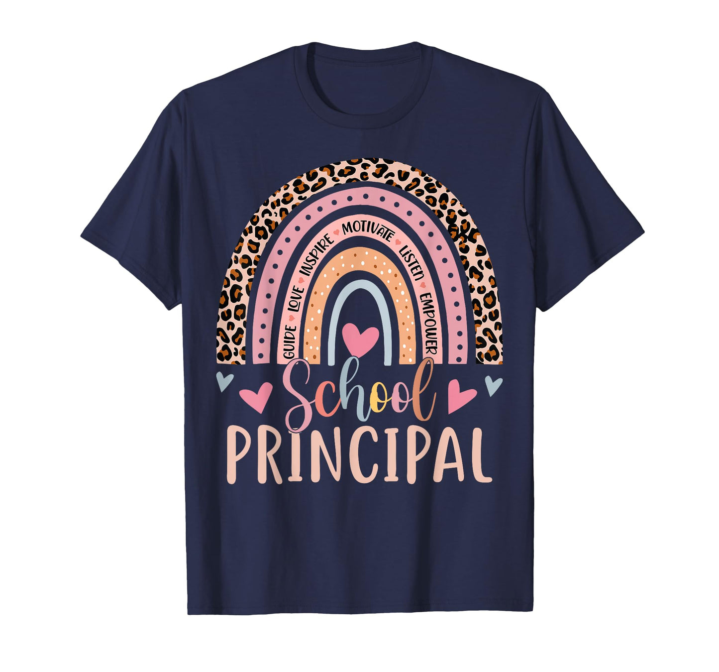School Principal Rainbow Leopard Funny School Principal T-Shirt