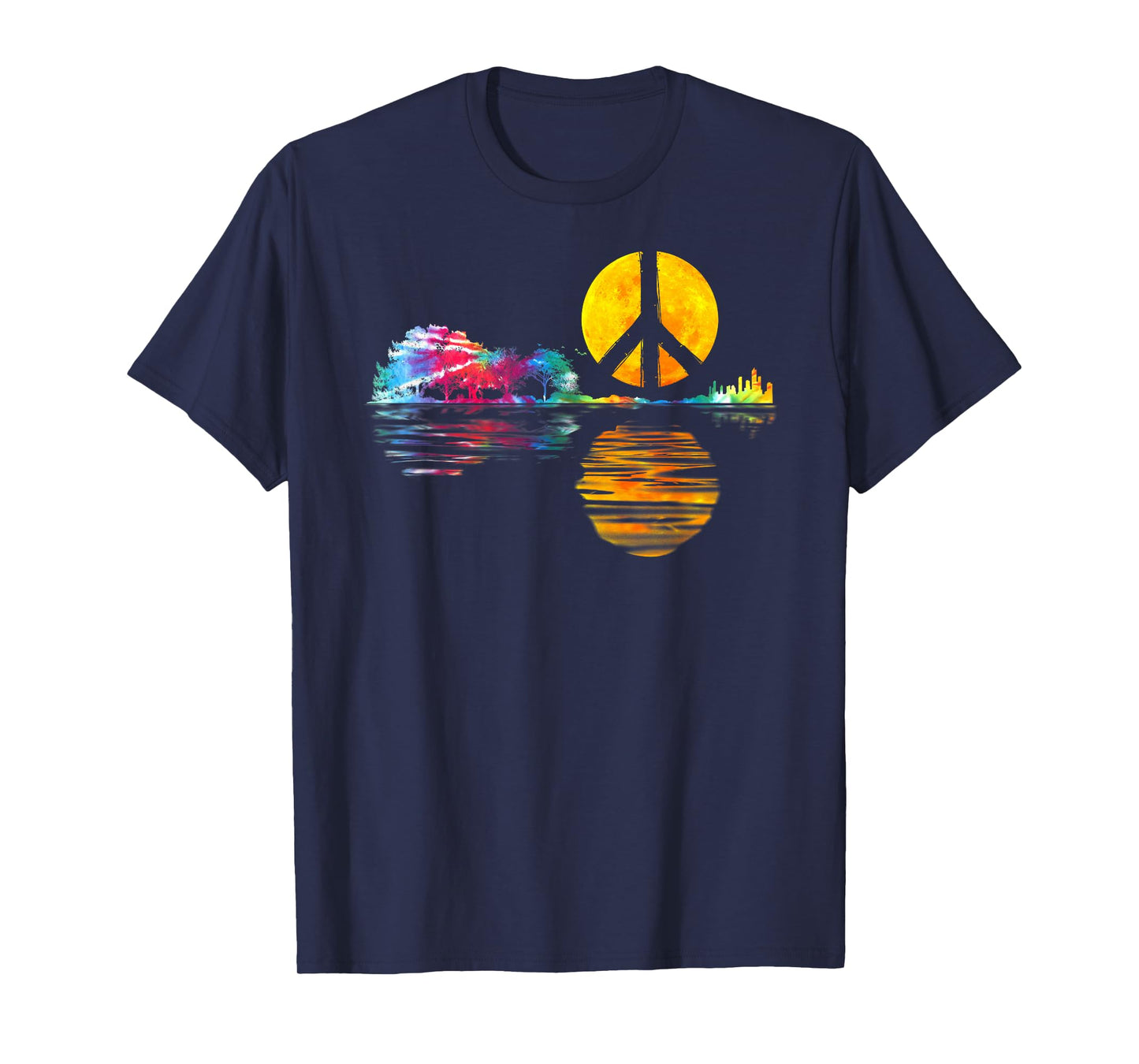 Hippie Guitar Moon I Guitarist Musician Peace Sign T-Shirt