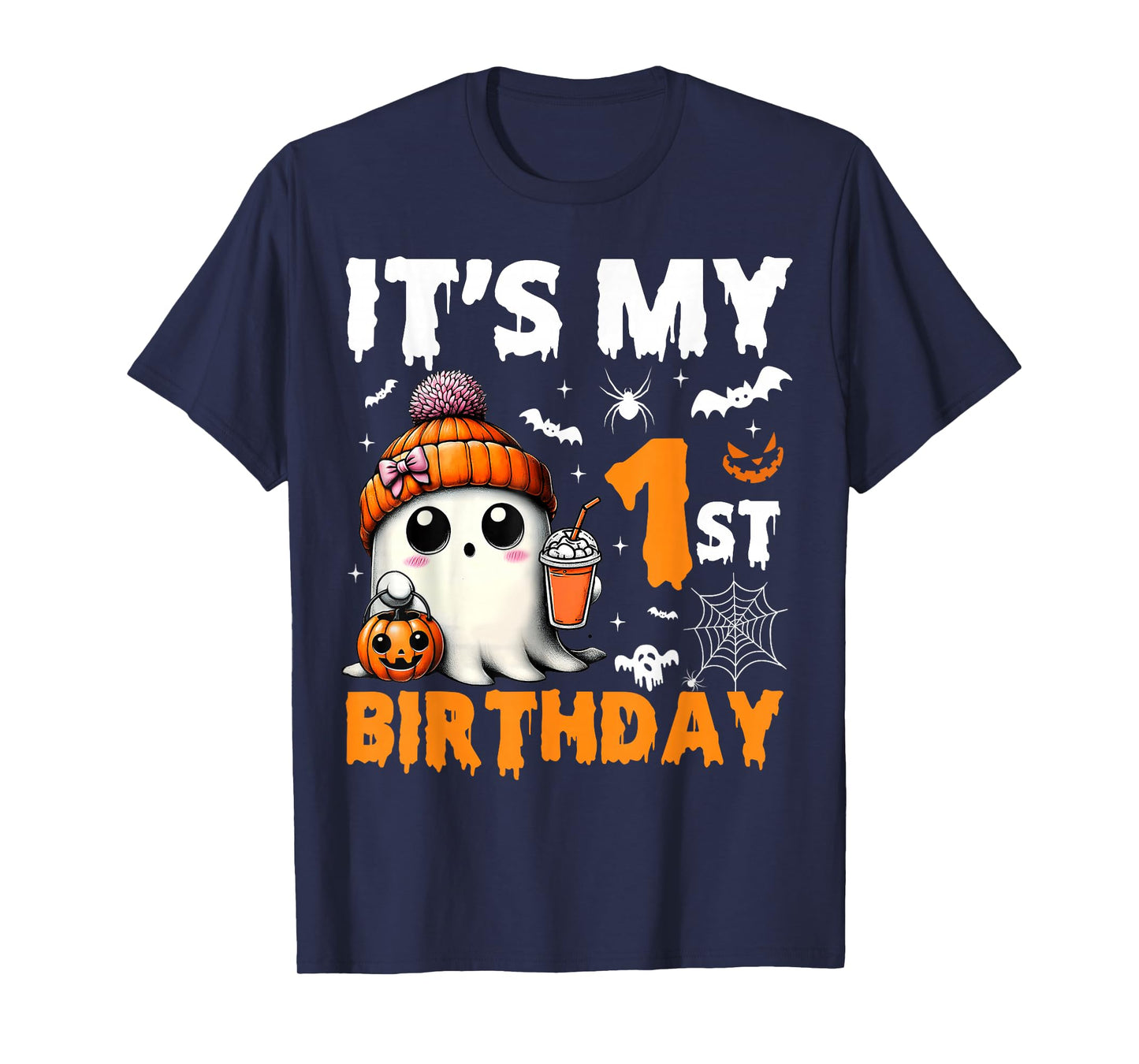 It's My 1st Birthday 1 Years Old Ghost Pumpkin Halloween T-Shirt