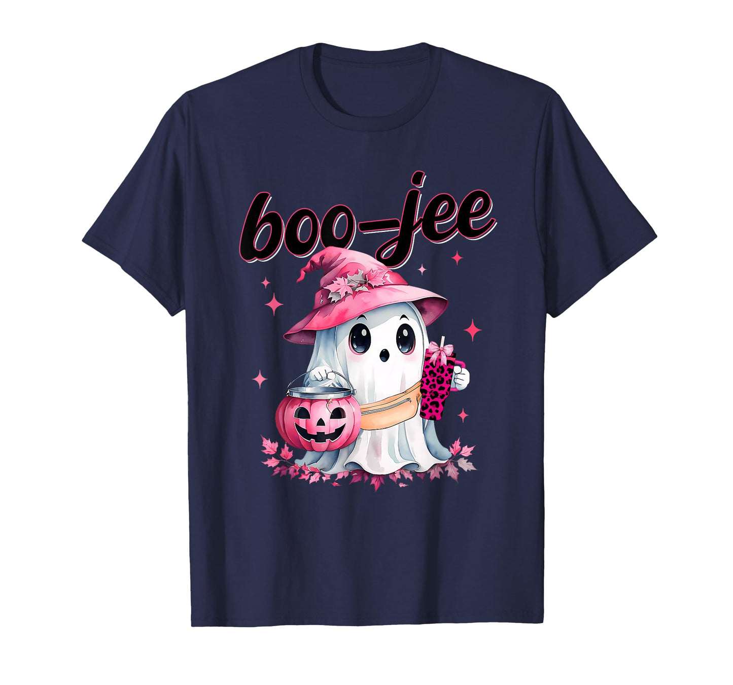 Boujee Boo Jee Spooky Ghost Pink Halloween Pumpkin Costumes T-Shirt