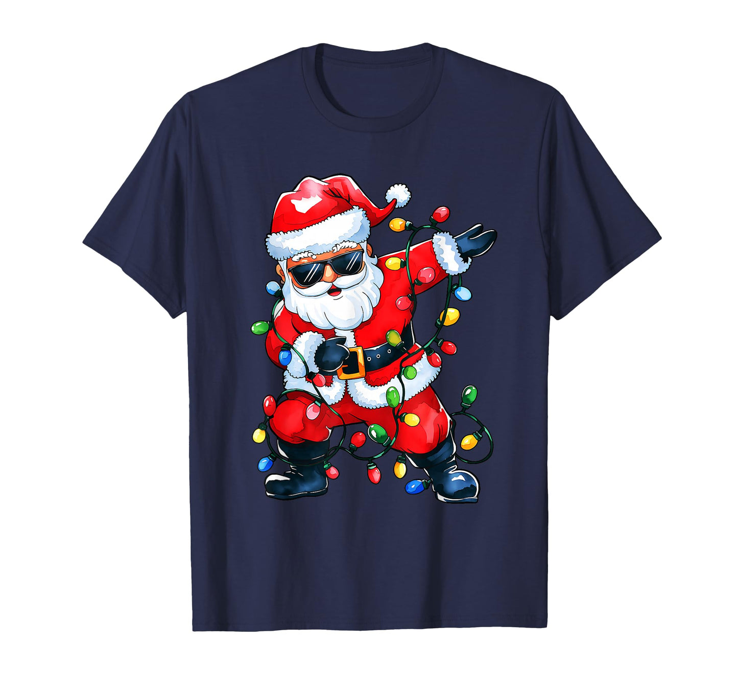 Dabbing Santa Xmas Light Girls Boys Kids Funny Christmas Tee T-Shirt