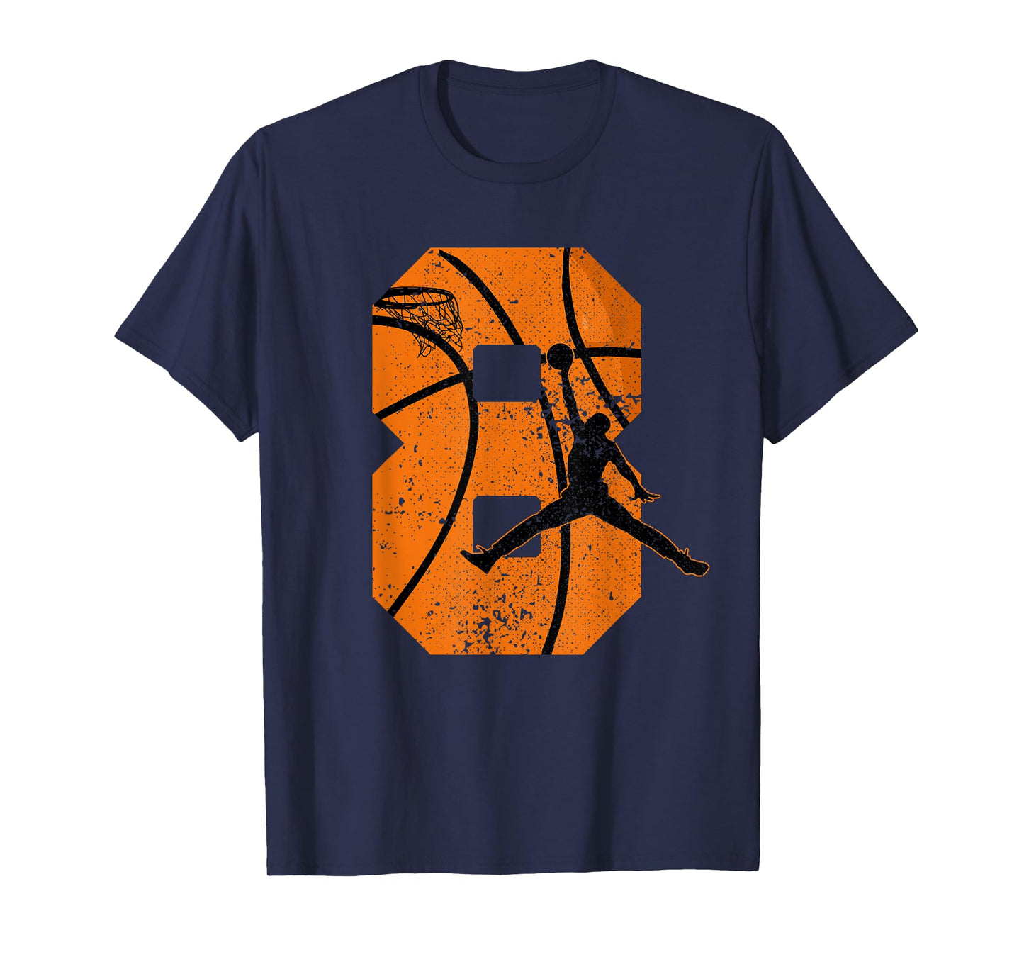 8th Birthday Basketball 7 yr Bday Party 8yr Eight Years Old T-Shirt