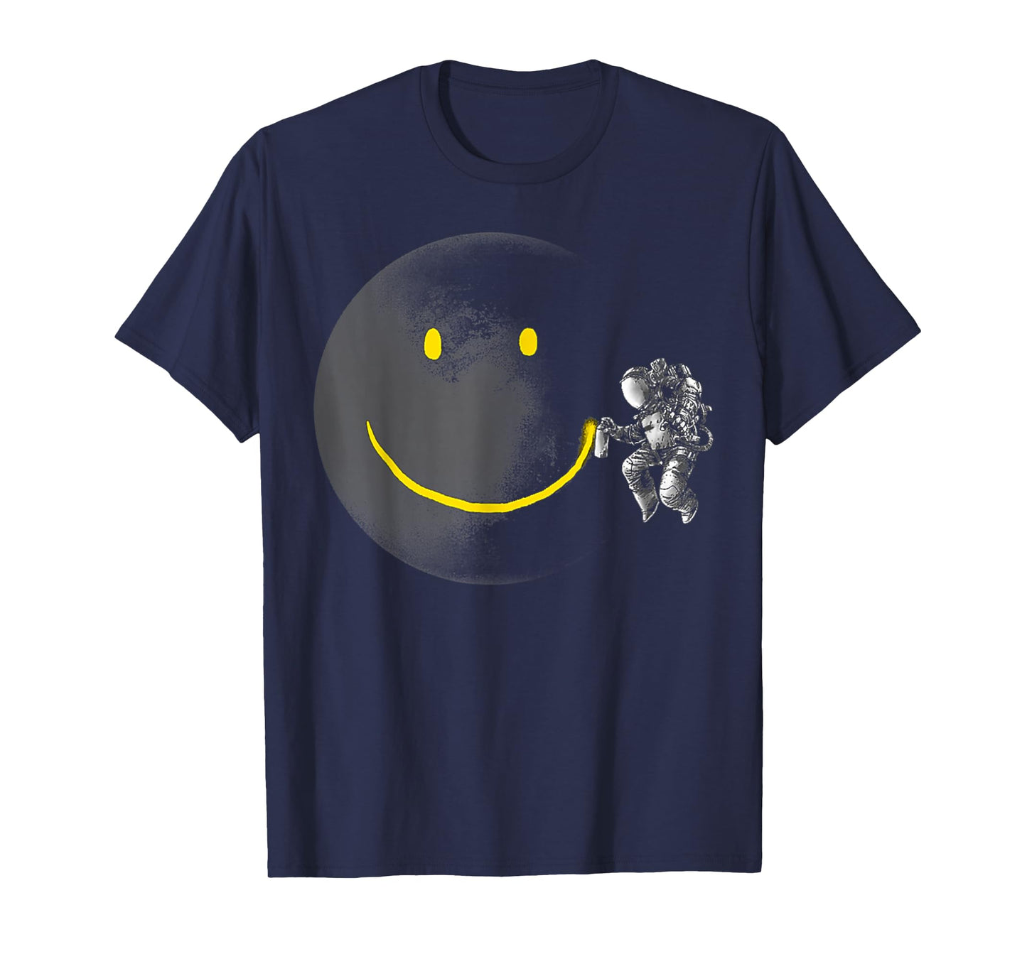 Funny Make A Smile Face Astronaut Moon Space Science T-Shirt